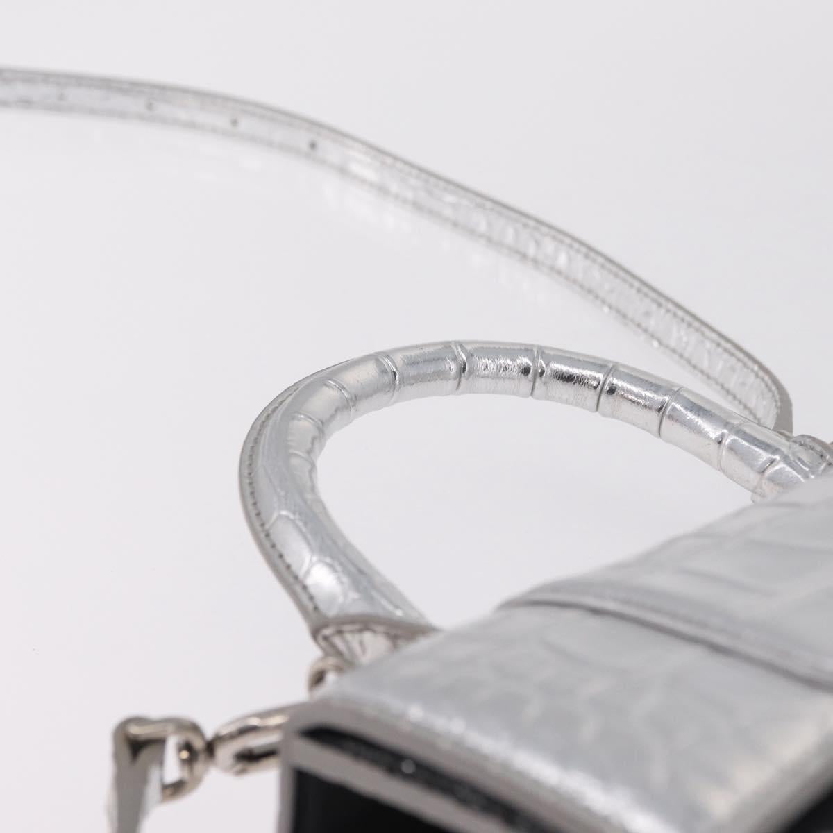 Balenciaga Hour glass Hand Bag Leather 2way Silver 592833 Auth 213163M