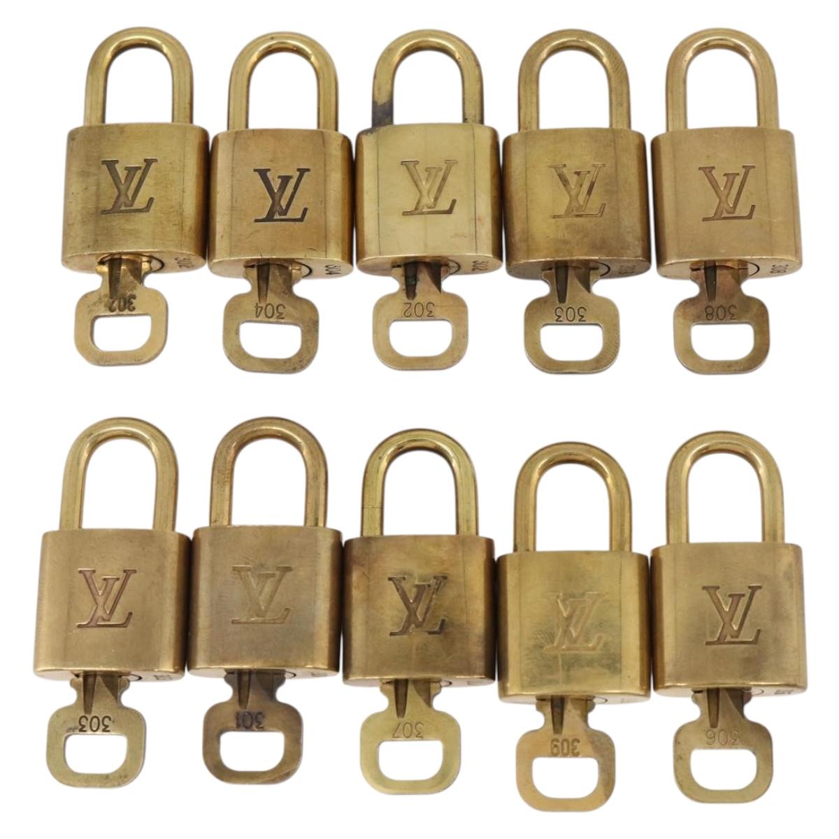 LOUIS VUITTON Padlock Metal 10 Set Gold Tone LV Auth 213170