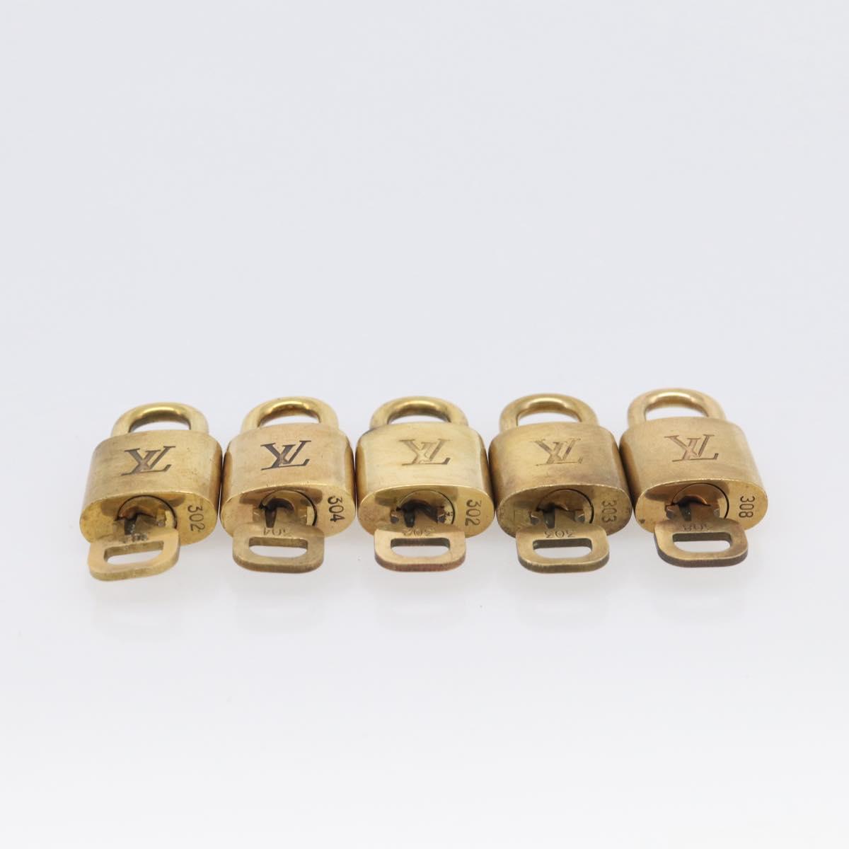 LOUIS VUITTON Padlock Metal 10 Set Gold Tone LV Auth 213170