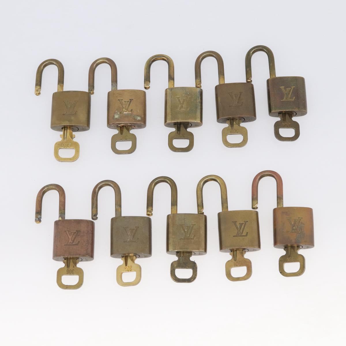LOUIS VUITTON Padlock Metal 10 Set Gold Tone LV Auth 213173M