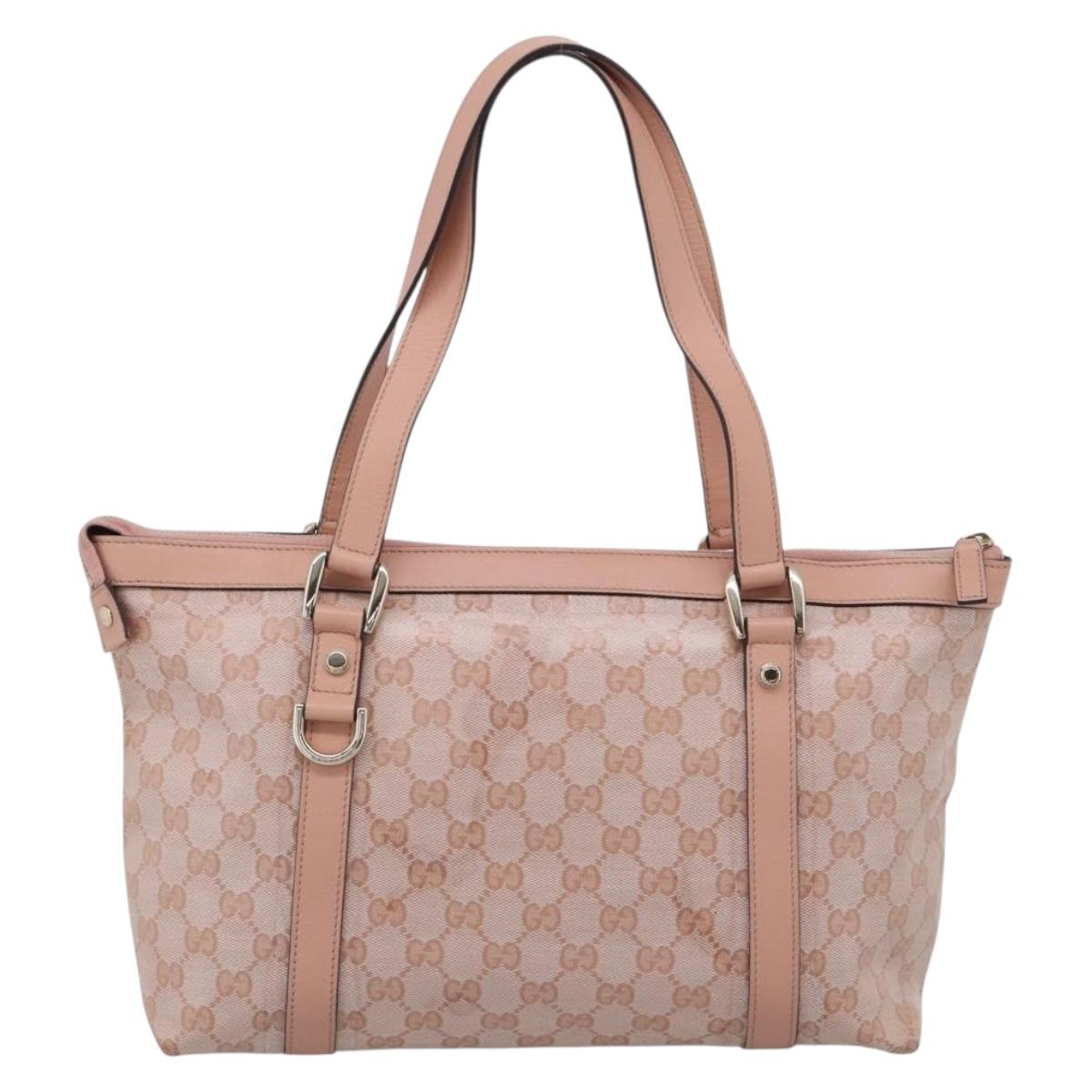GUCCI GG Crystal Tote Bag Coated Canvas Pink Gold 141470 Auth 213177V