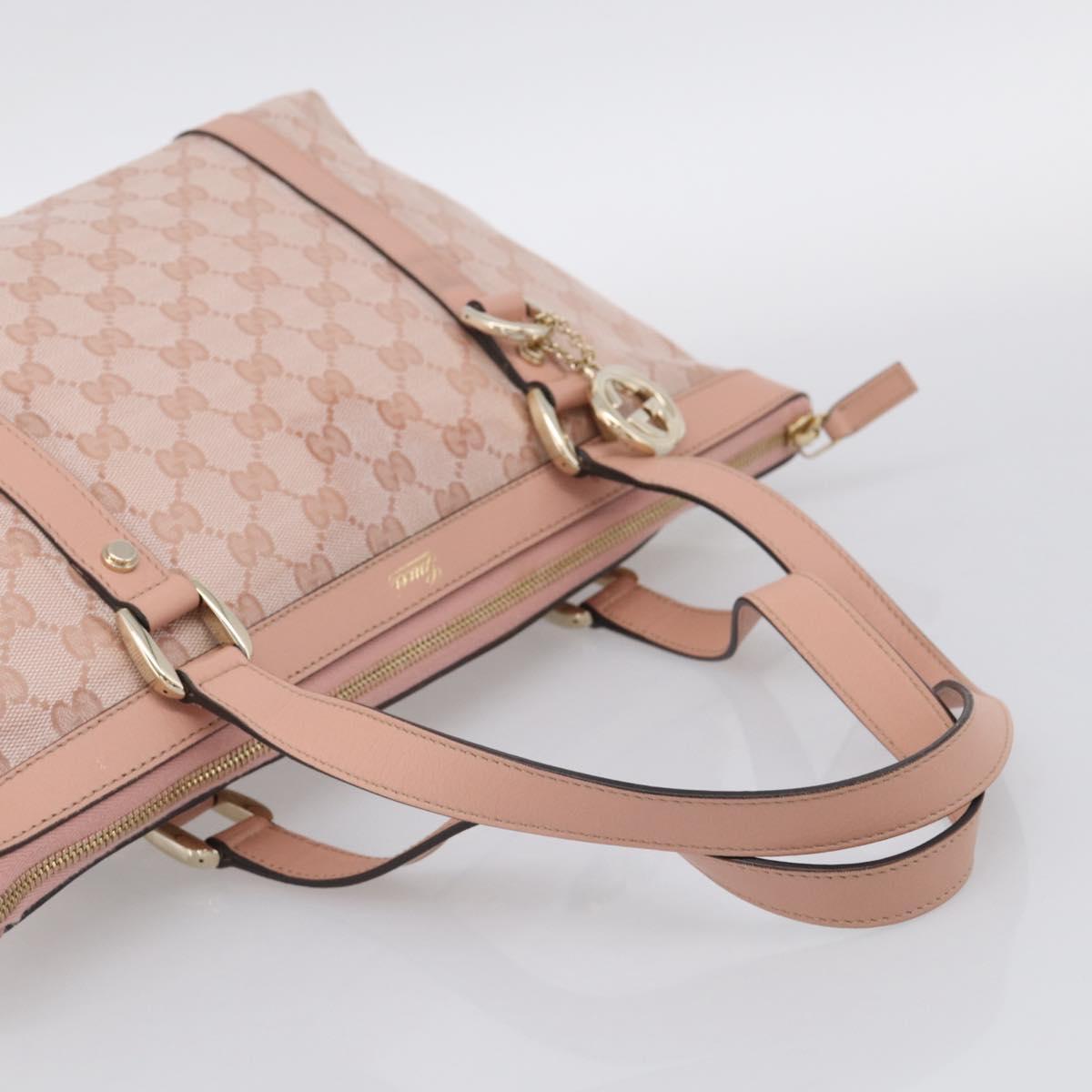 GUCCI GG Crystal Tote Bag Coated Canvas Pink Gold 141470 Auth 213177V