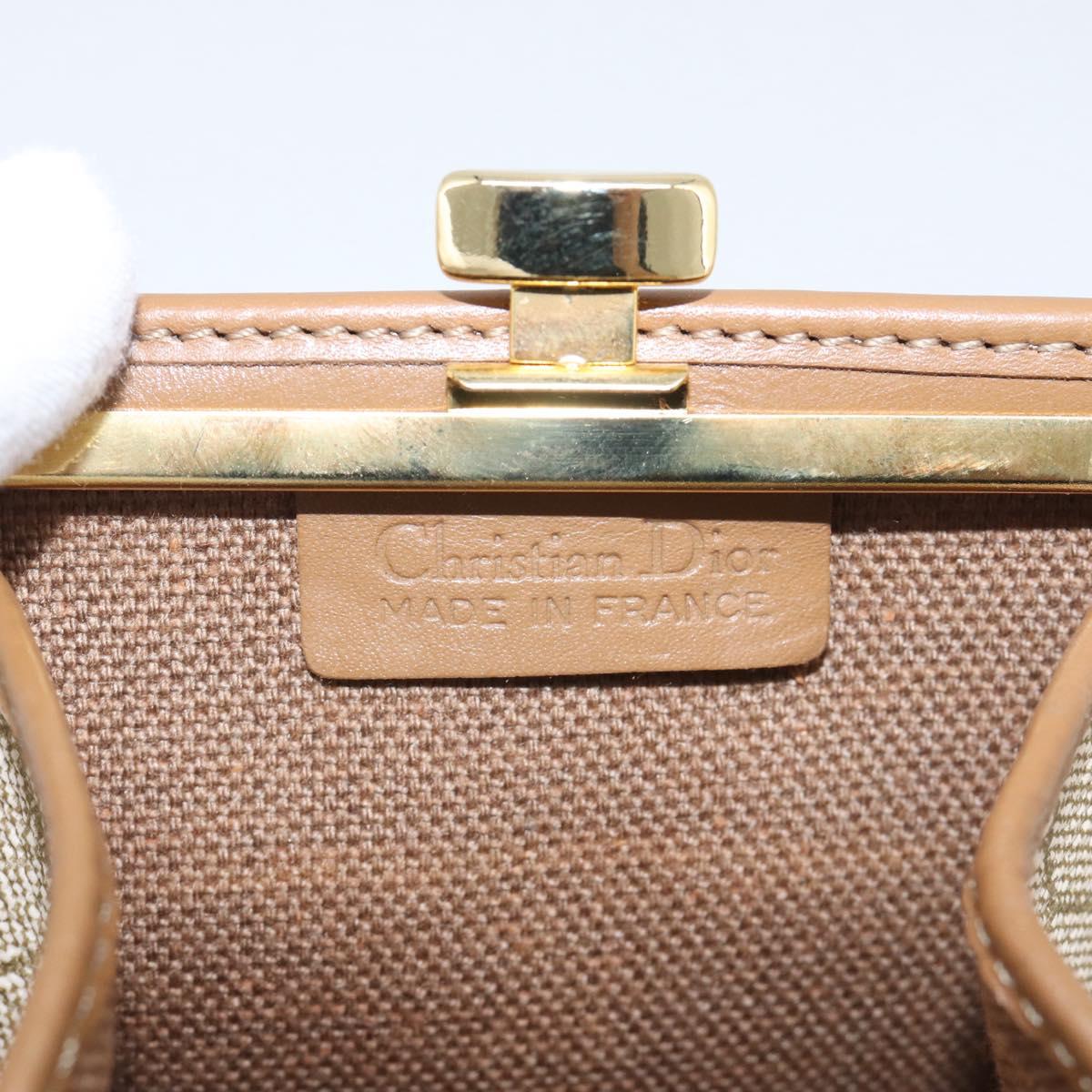 Christian Dior Honeycomb Canvas Coin Purse PVC Leather Beige Gold Auth 213179M