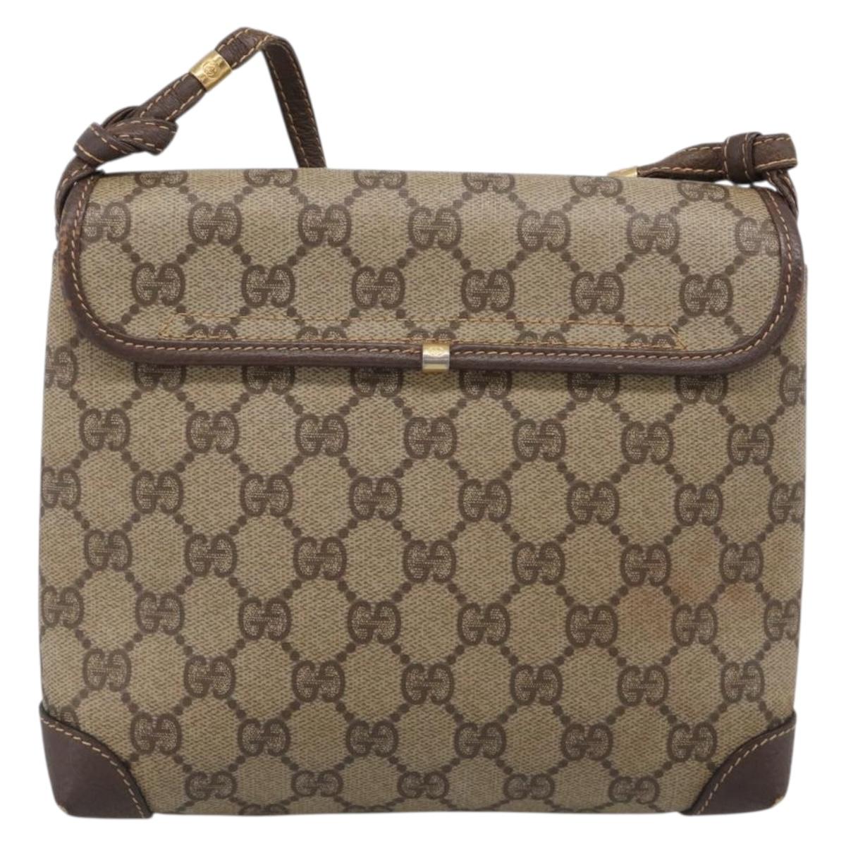 GUCCI GG Supreme Shoulder Bag PVC Beige Gold 007 123 0087 Auth 213180