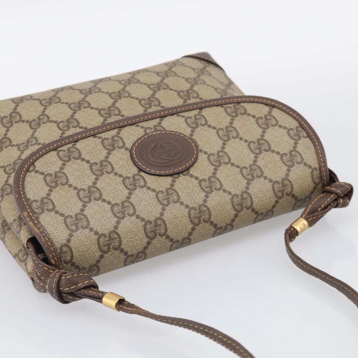 GUCCI GG Supreme Shoulder Bag PVC Beige Gold 007 123 0087 Auth 213180