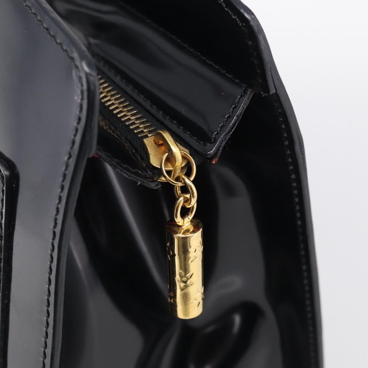 CELINE Tote Bag Patent leather Black Gold Auth 213185