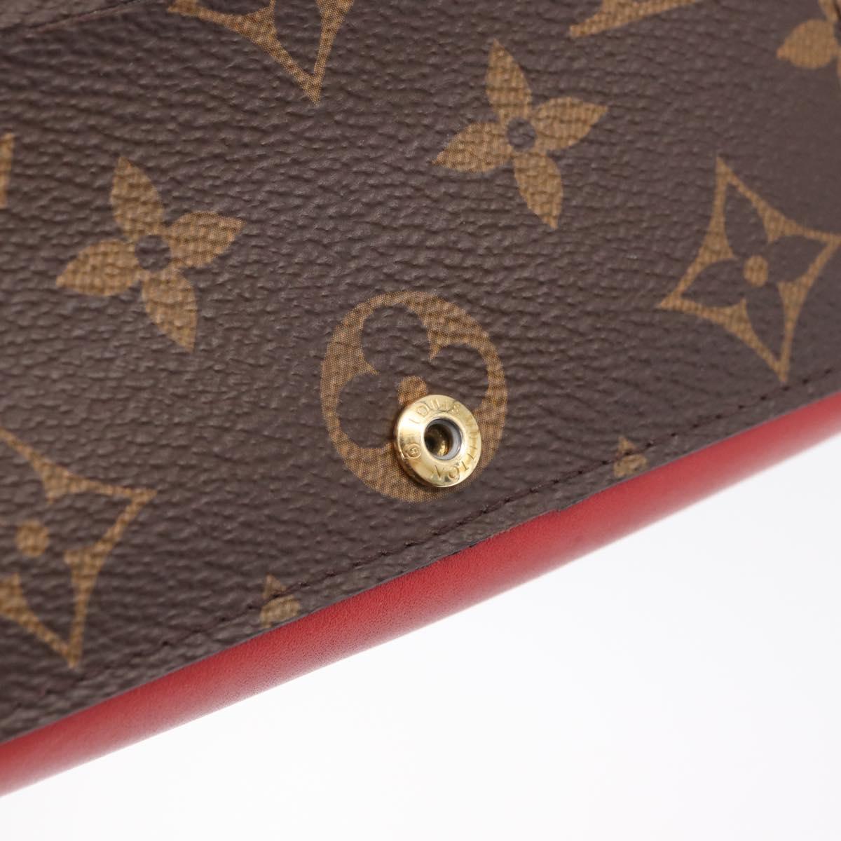 LOUIS VUITTON Monogram Portefeuille Flore Compact Wallet Red M64587 Auth 213188