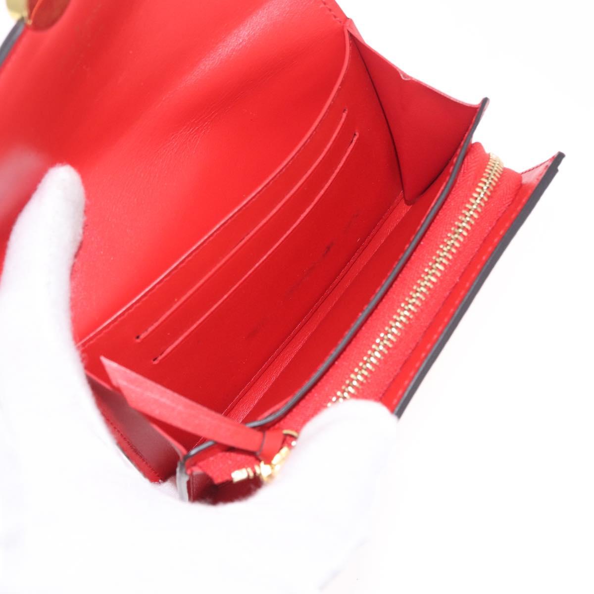 LOUIS VUITTON Monogram Portefeuille Flore Compact Wallet Red M64587 Auth 213188