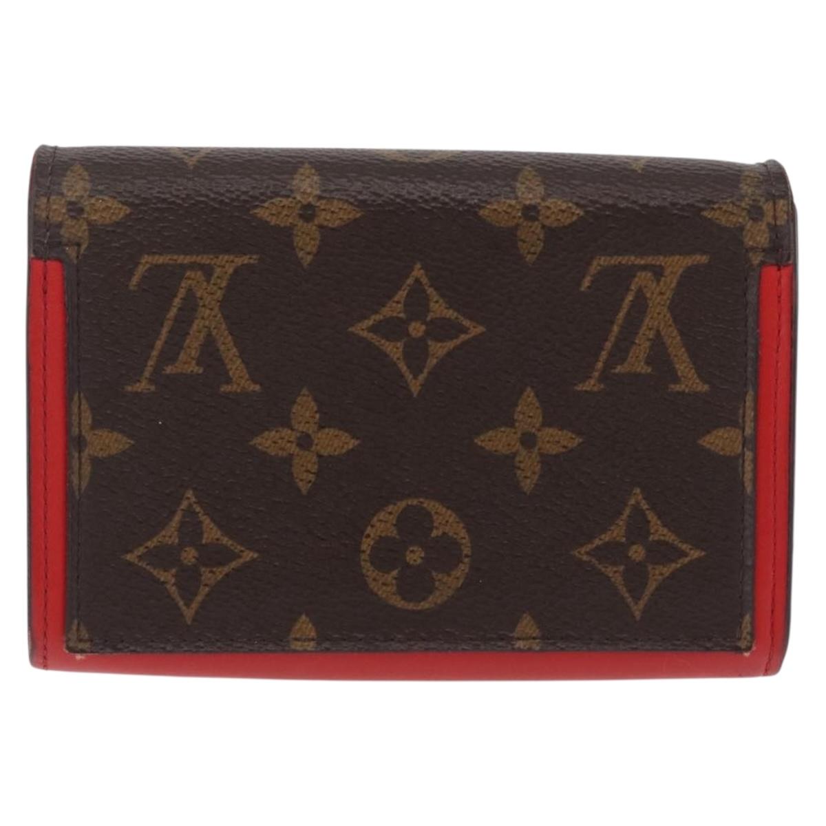 LOUIS VUITTON Monogram Portefeuille Flore Compact Wallet Red M64587 Auth 213188