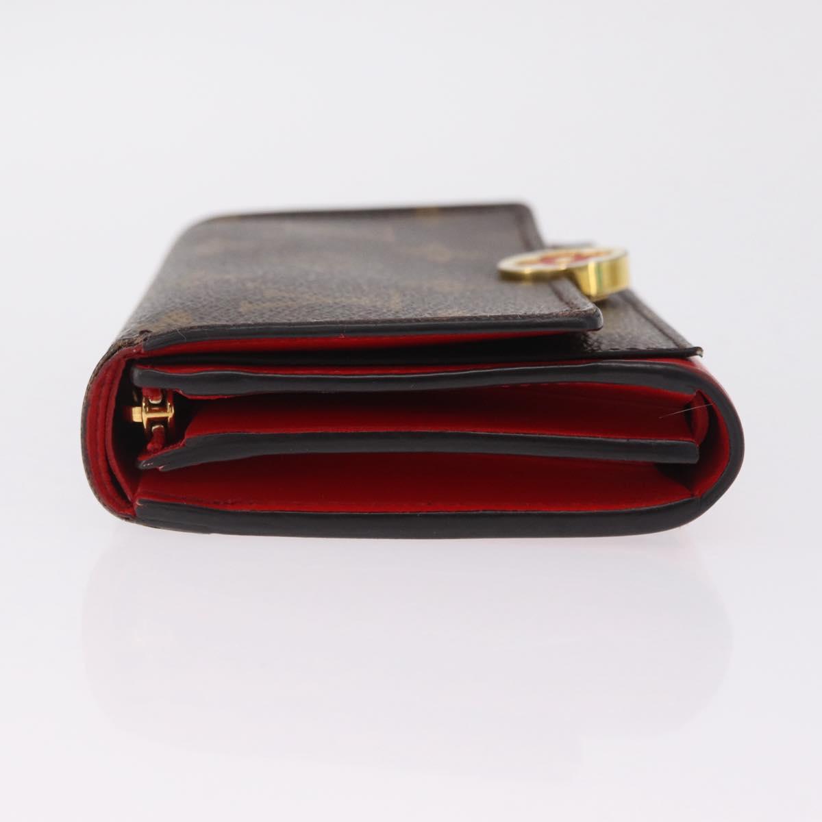 LOUIS VUITTON Monogram Portefeuille Flore Compact Wallet Red M64587 Auth 213188