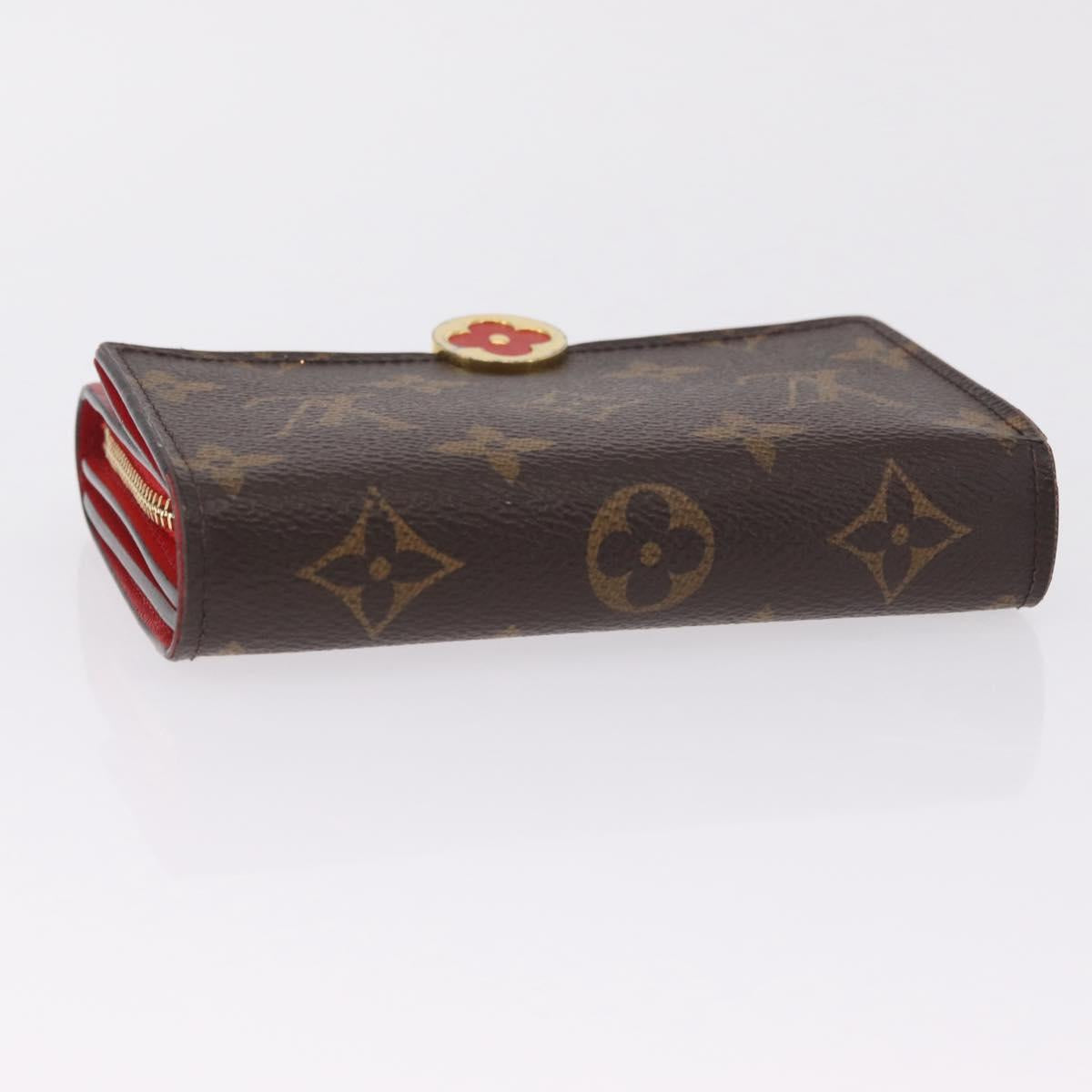 LOUIS VUITTON Monogram Portefeuille Flore Compact Wallet Red M64587 Auth 213188
