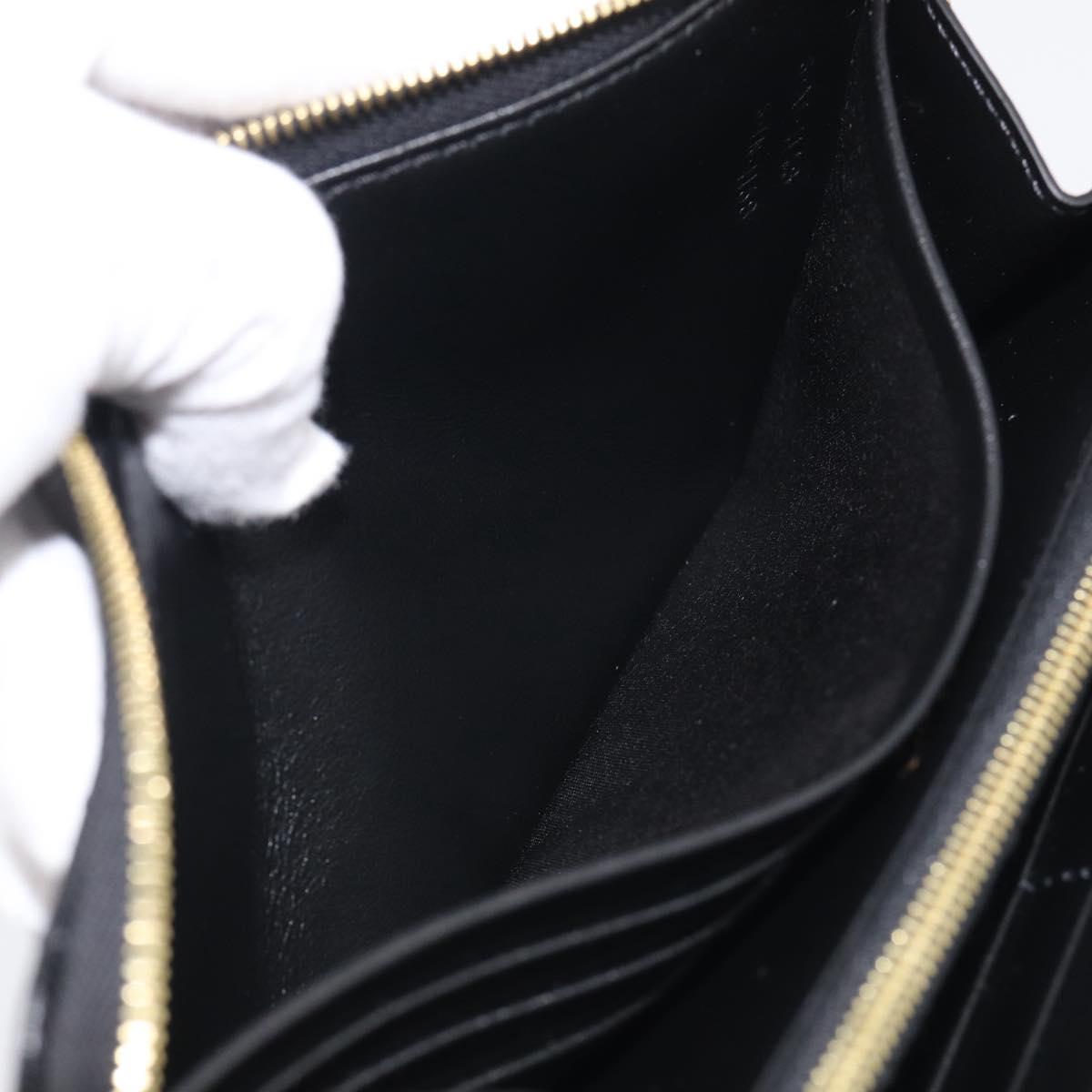 CELINE Long Wallet Leather Gold Black Auth 213198SAM