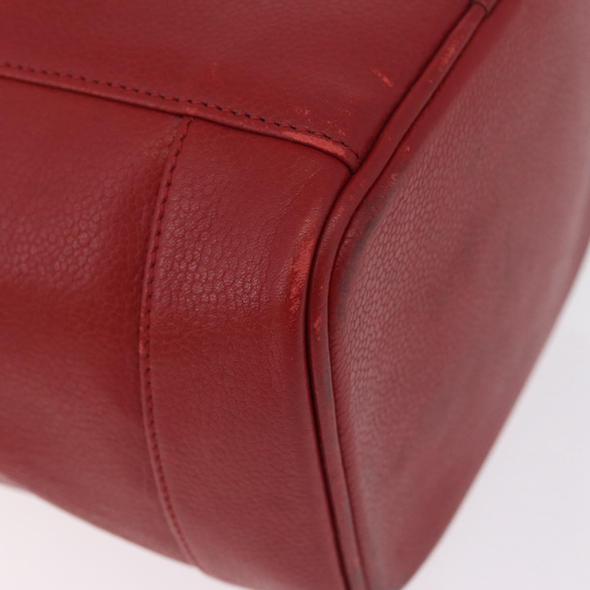 CHANEL Vanity Hand Bag Caviar Skin Red Gold CC Auth 213199A