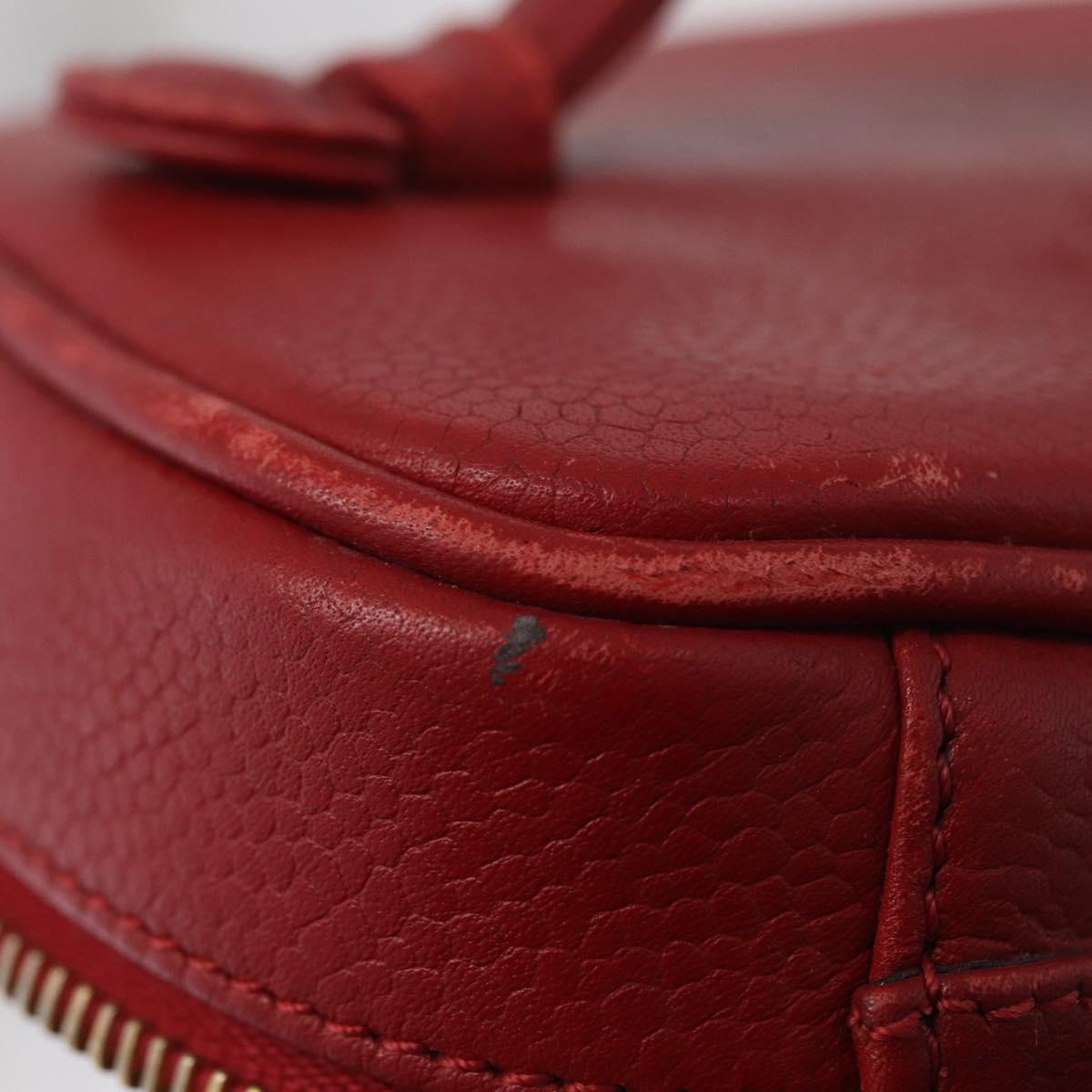 CHANEL Vanity Hand Bag Caviar Skin Red Gold CC Auth 213199A