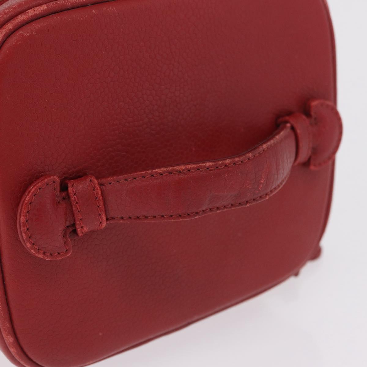 CHANEL Vanity Hand Bag Caviar Skin Red Gold CC Auth 213199A