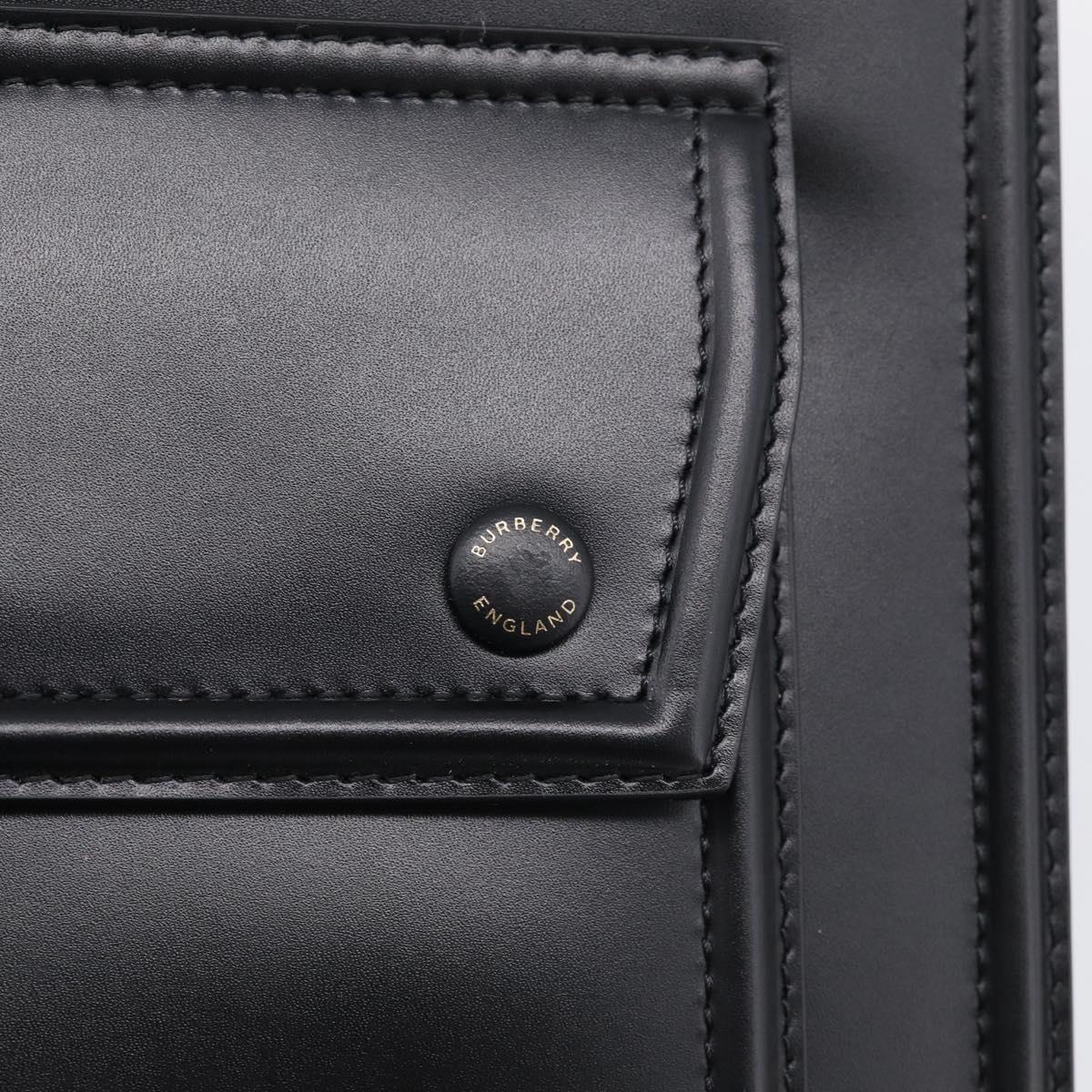 BURBERRY Hand Bag Leather Black Gold Auth 213249V
