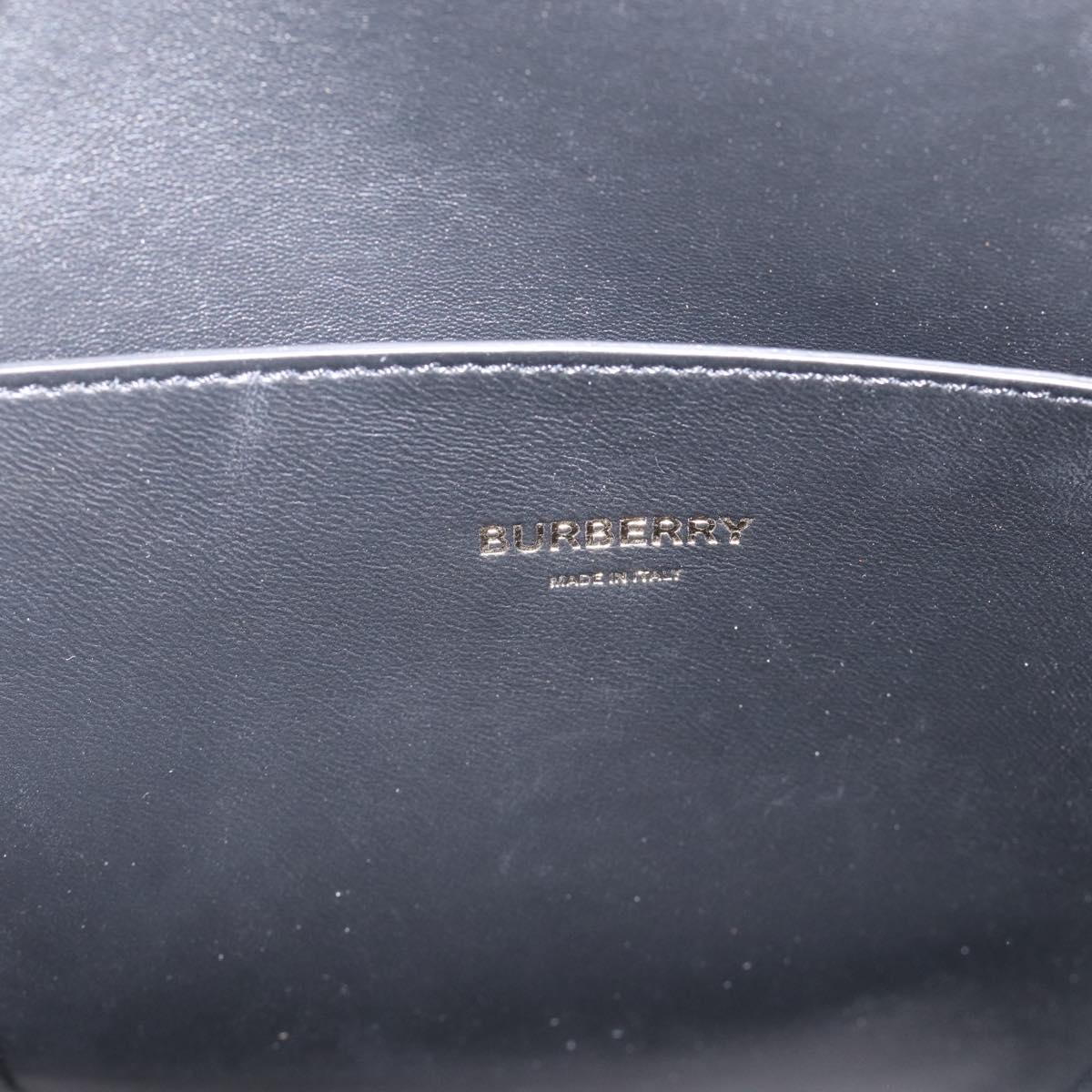 BURBERRY Hand Bag Leather Black Gold Auth 213249V