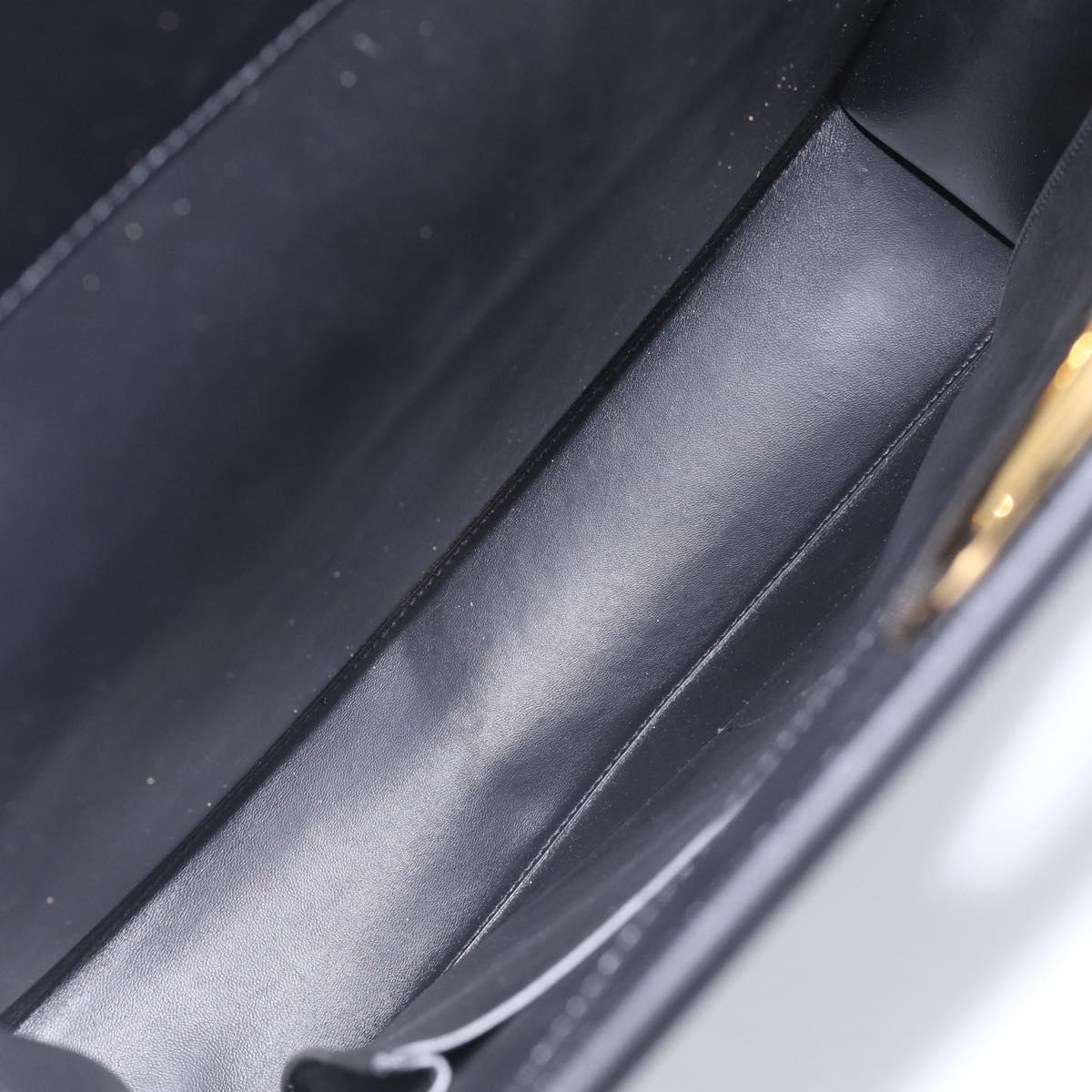 BURBERRY Hand Bag Leather Black Gold Auth 213249V
