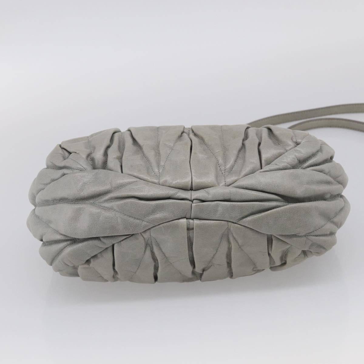 Miu Miu Matelasse Hand Bag Leather 2way Gray Gold Auth 213251V