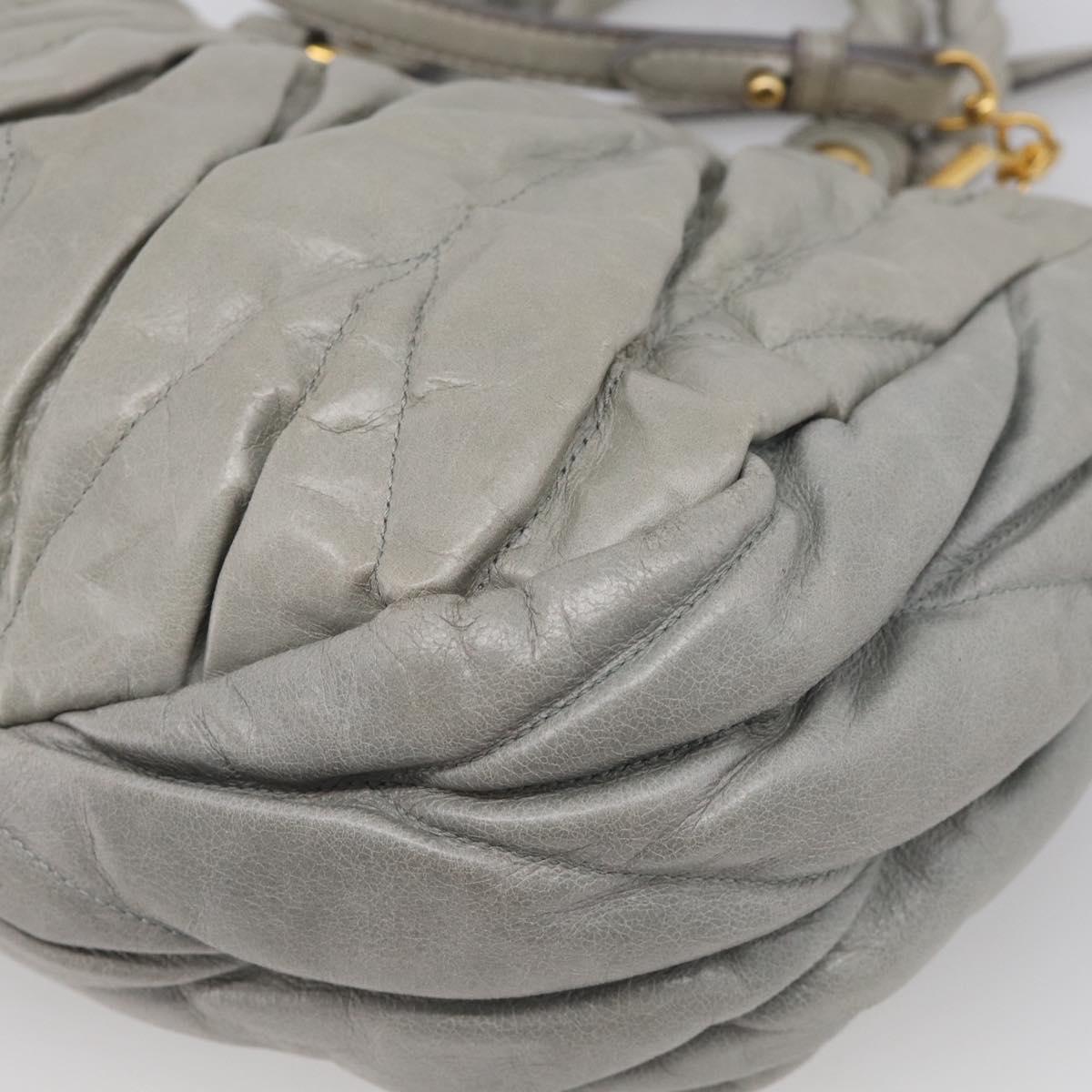 Miu Miu Matelasse Hand Bag Leather 2way Gray Gold Auth 213251V