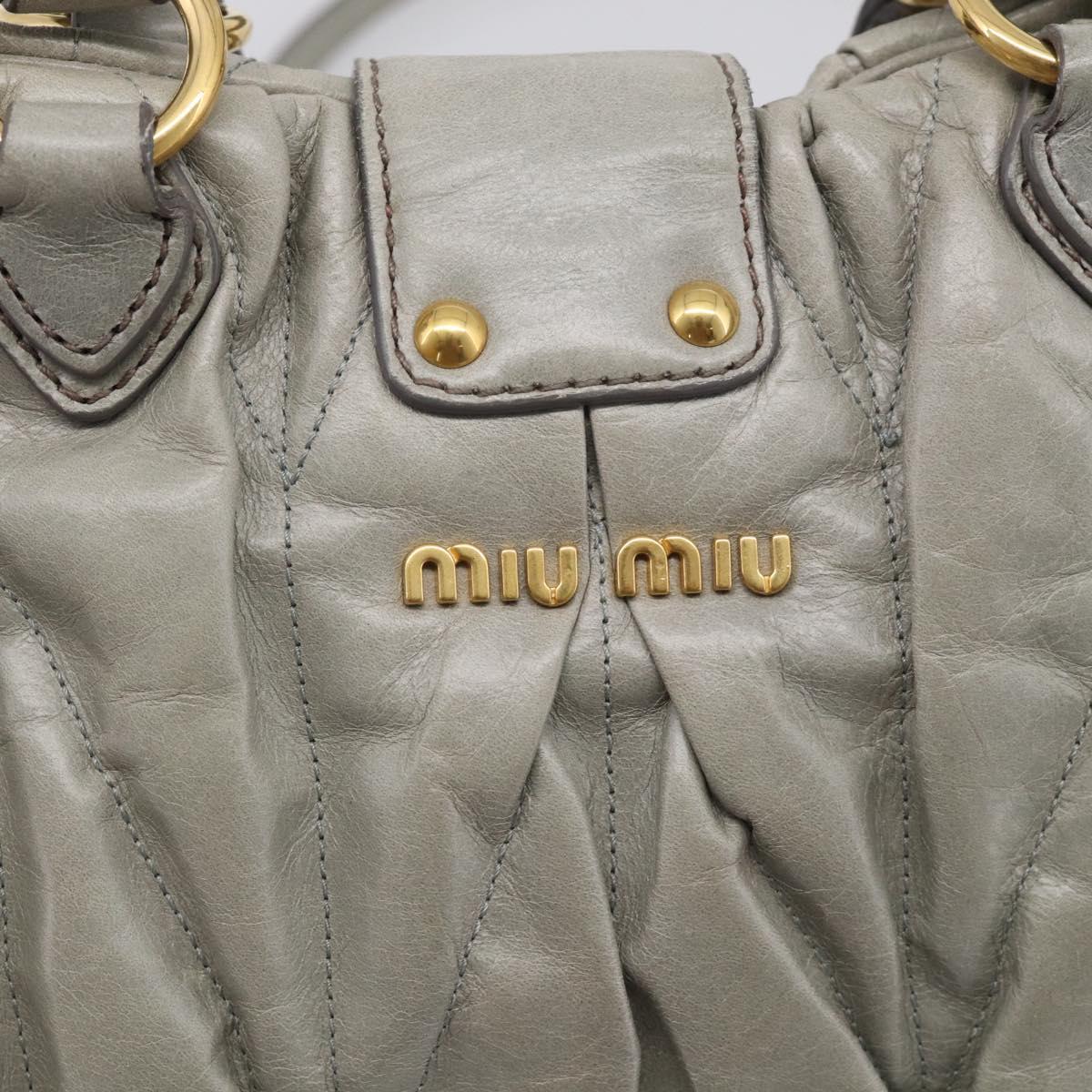 Miu Miu Matelasse Hand Bag Leather 2way Gray Gold Auth 213251V