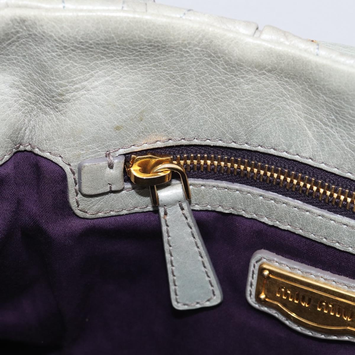 Miu Miu Matelasse Hand Bag Leather 2way Gray Gold Auth 213251V