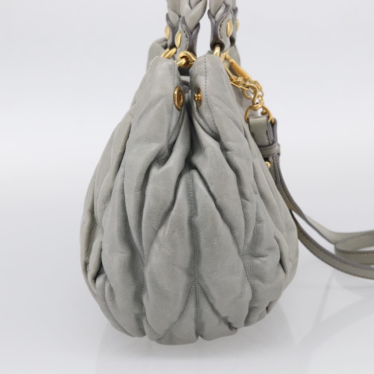 Miu Miu Matelasse Hand Bag Leather 2way Gray Gold Auth 213251V