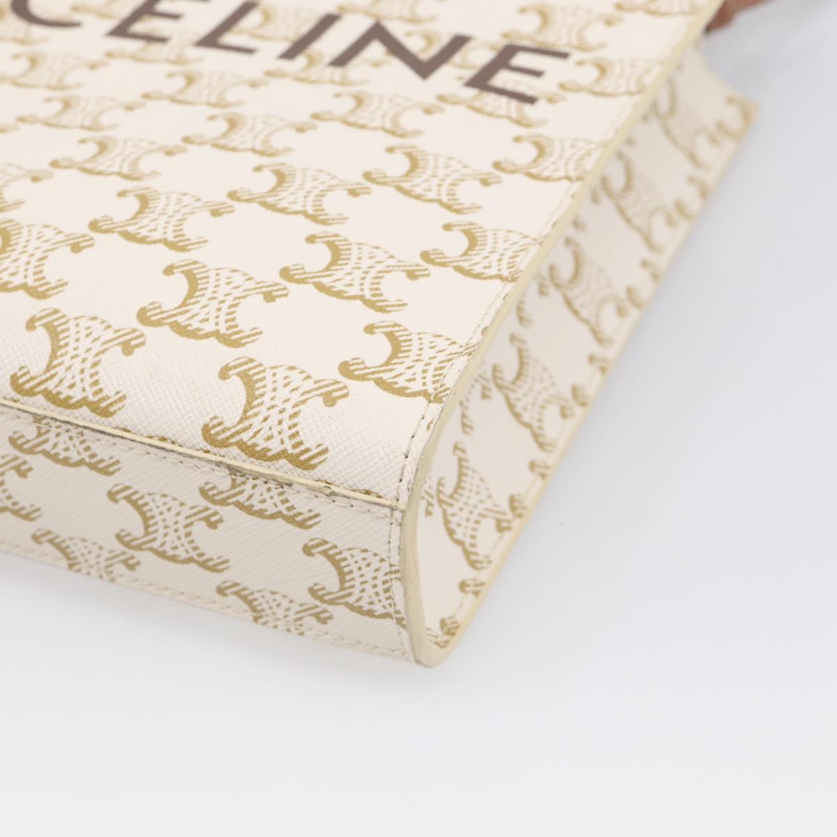 CELINE Triomphe Canvas Mini Vertical Cabas Hand Bag PVC 2way White Auth 213252V