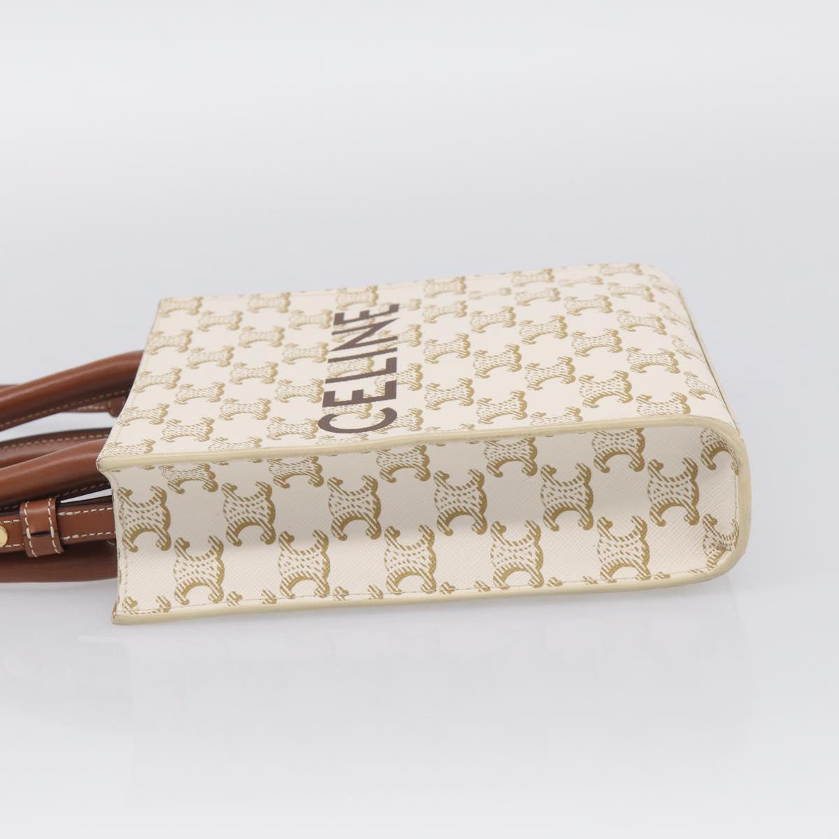 CELINE Triomphe Canvas Mini Vertical Cabas Hand Bag PVC 2way White Auth 213252V