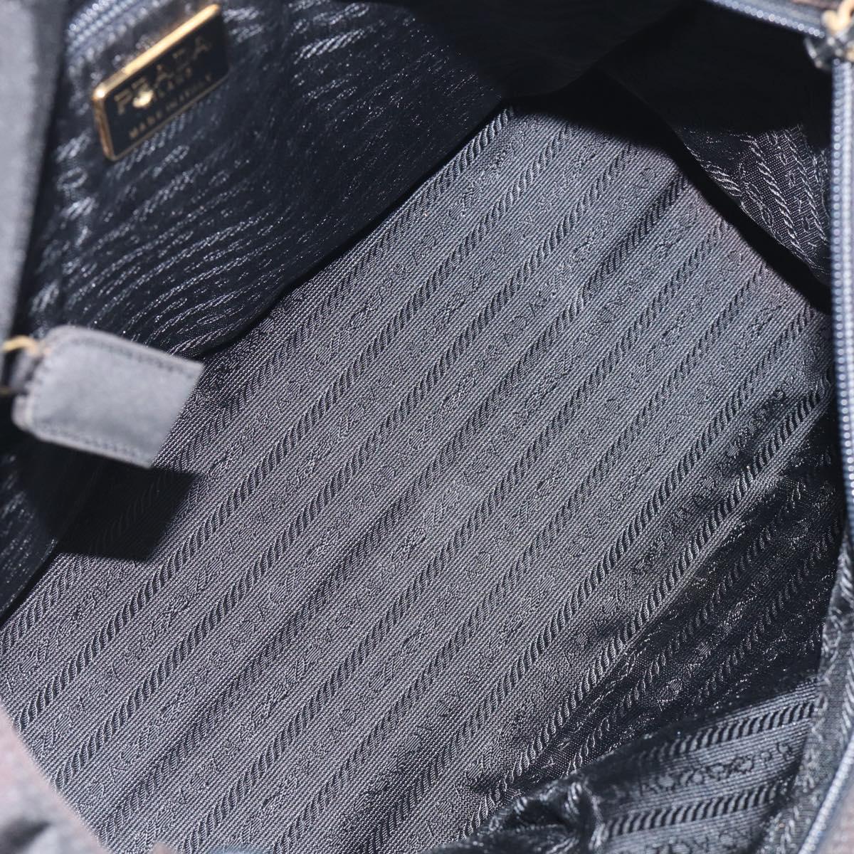 PRADA Hand Bag Nylon Black Gold Auth 213253A