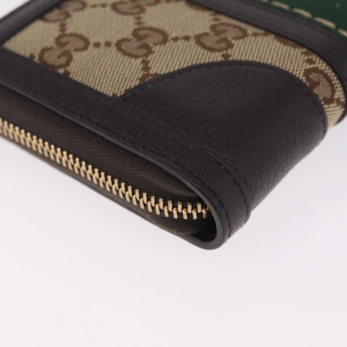 GUCCI GG Canvas Web Sherry Line Long Wallet Beige Gold 406754 Auth 213254V