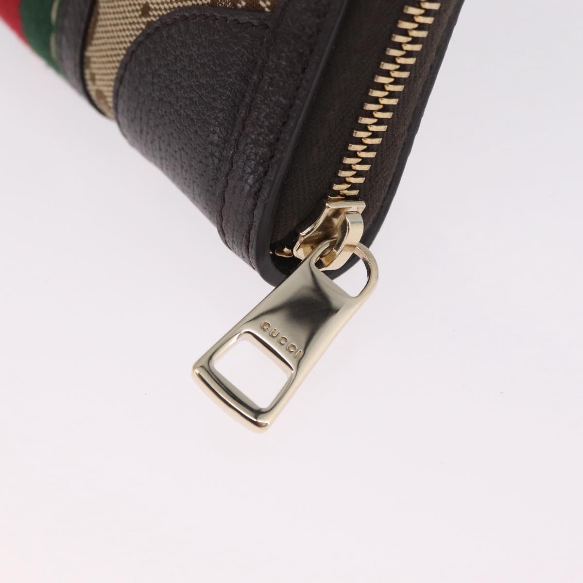 GUCCI GG Canvas Web Sherry Line Long Wallet Beige Gold 406754 Auth 213254V