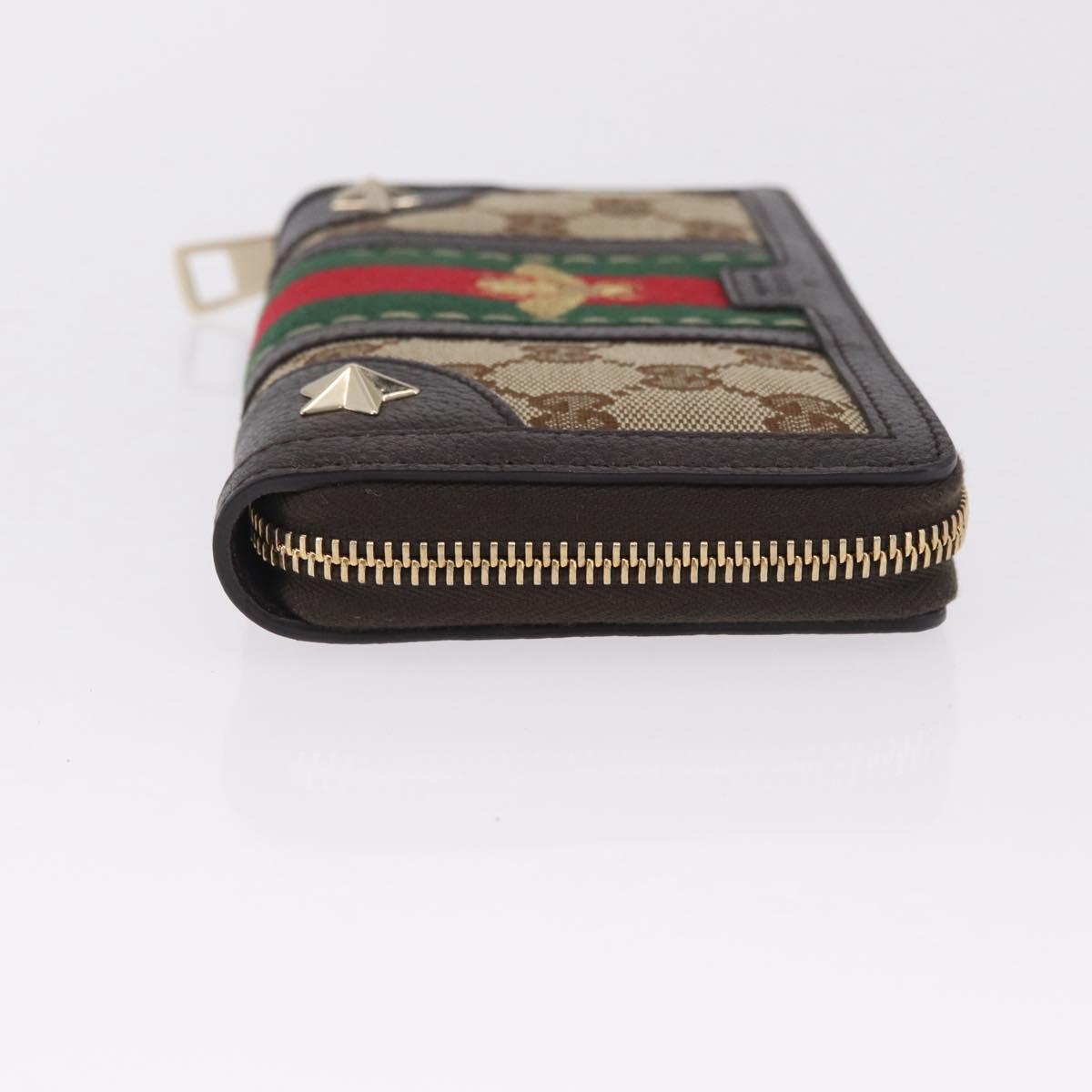 GUCCI GG Canvas Web Sherry Line Long Wallet Beige Gold 406754 Auth 213254V