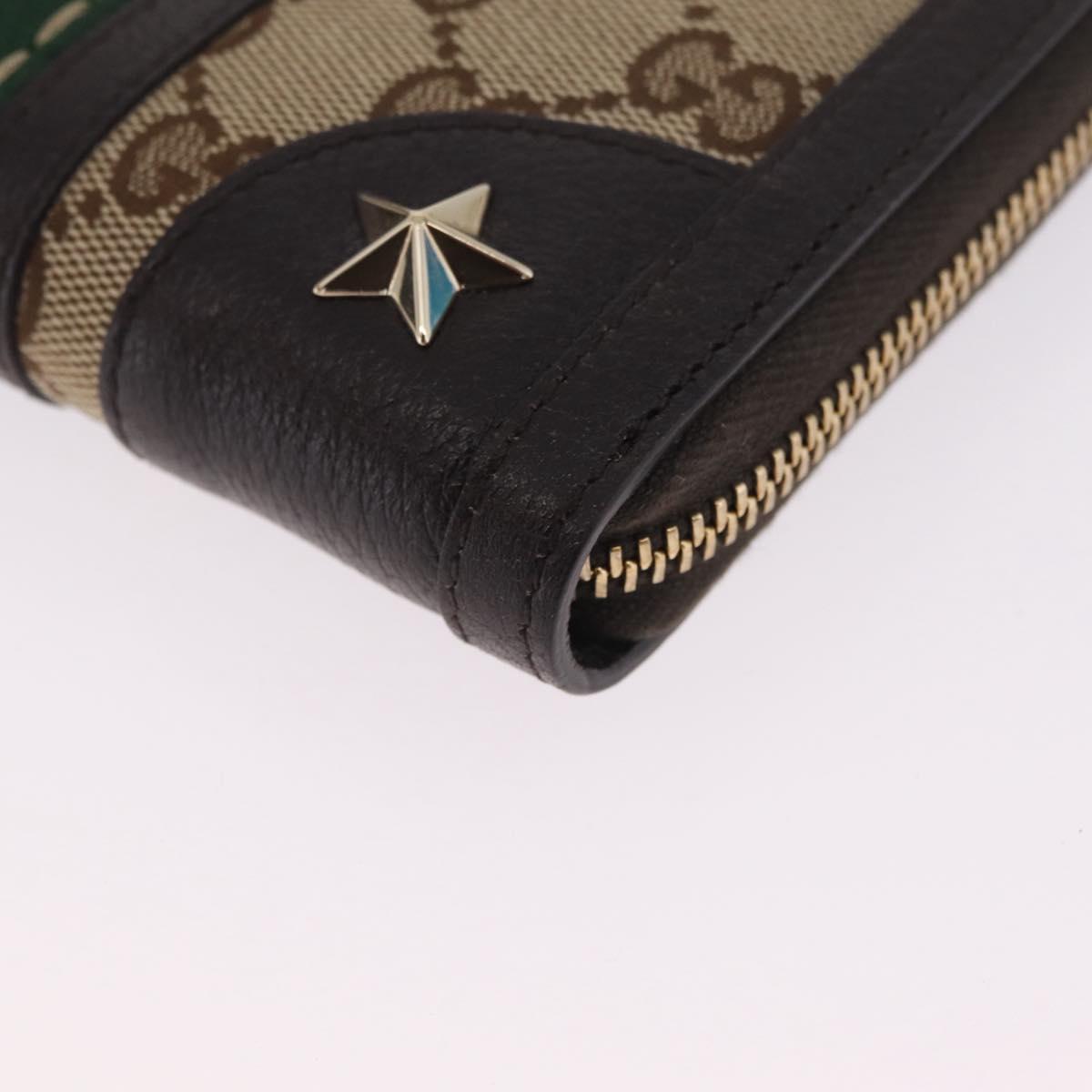 GUCCI GG Canvas Web Sherry Line Long Wallet Beige Gold 406754 Auth 213254V