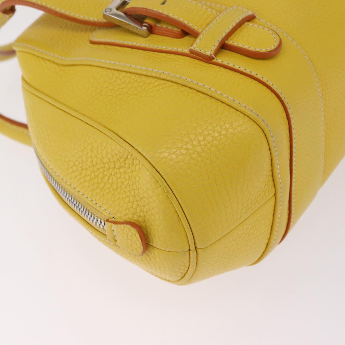 LOEWE Sender Hand Bag Leather Yellow Silver Auth 213256V