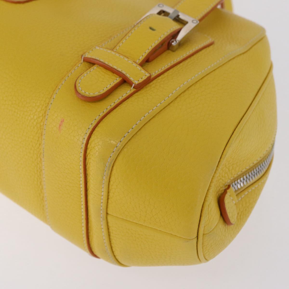 LOEWE Sender Hand Bag Leather Yellow Silver Auth 213256V