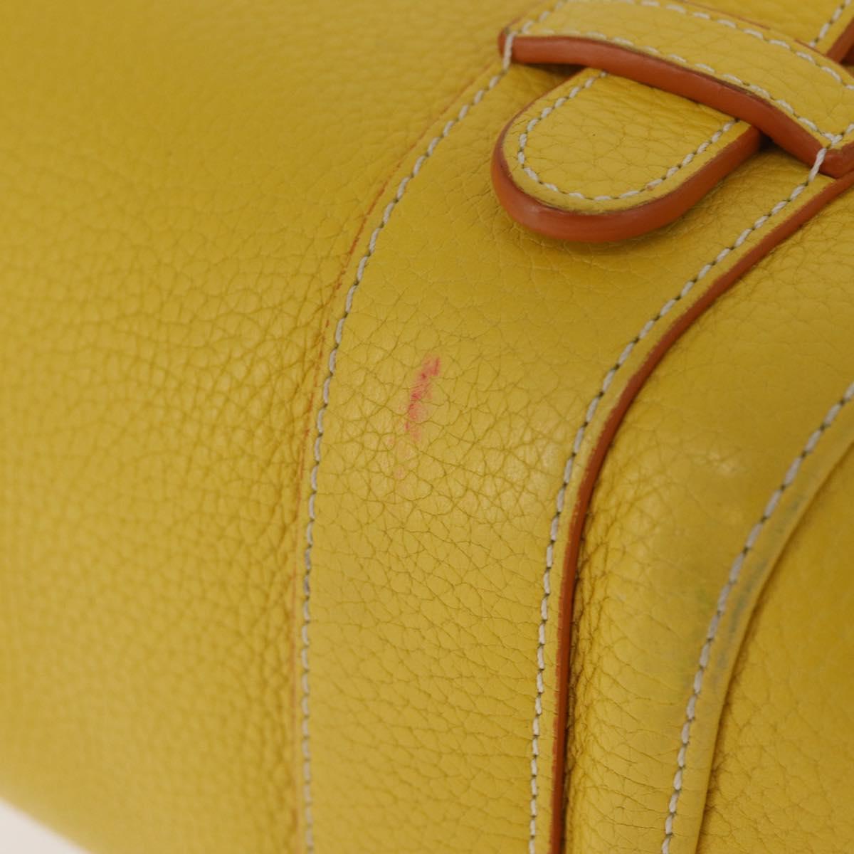 LOEWE Sender Hand Bag Leather Yellow Silver Auth 213256V