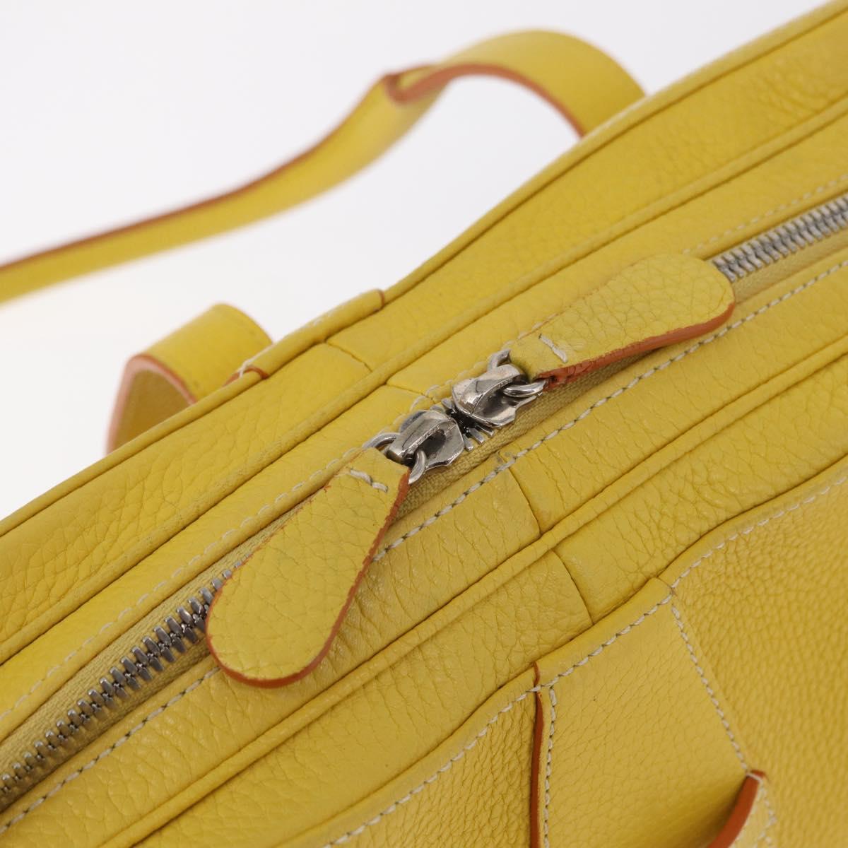 LOEWE Sender Hand Bag Leather Yellow Silver Auth 213256V