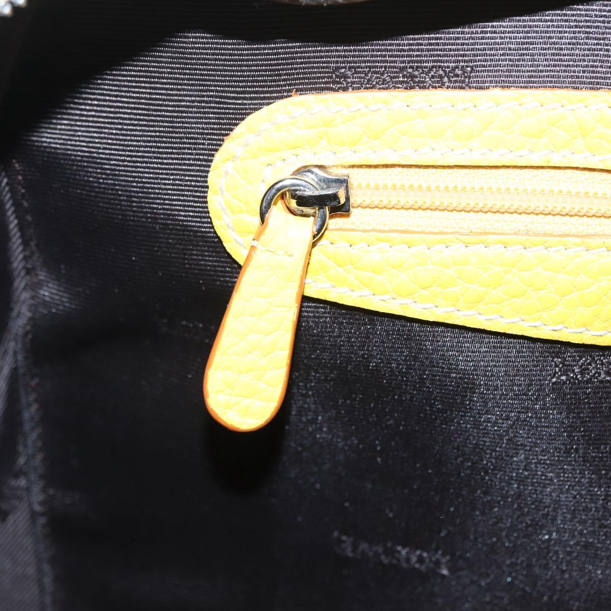 LOEWE Sender Hand Bag Leather Yellow Silver Auth 213256V