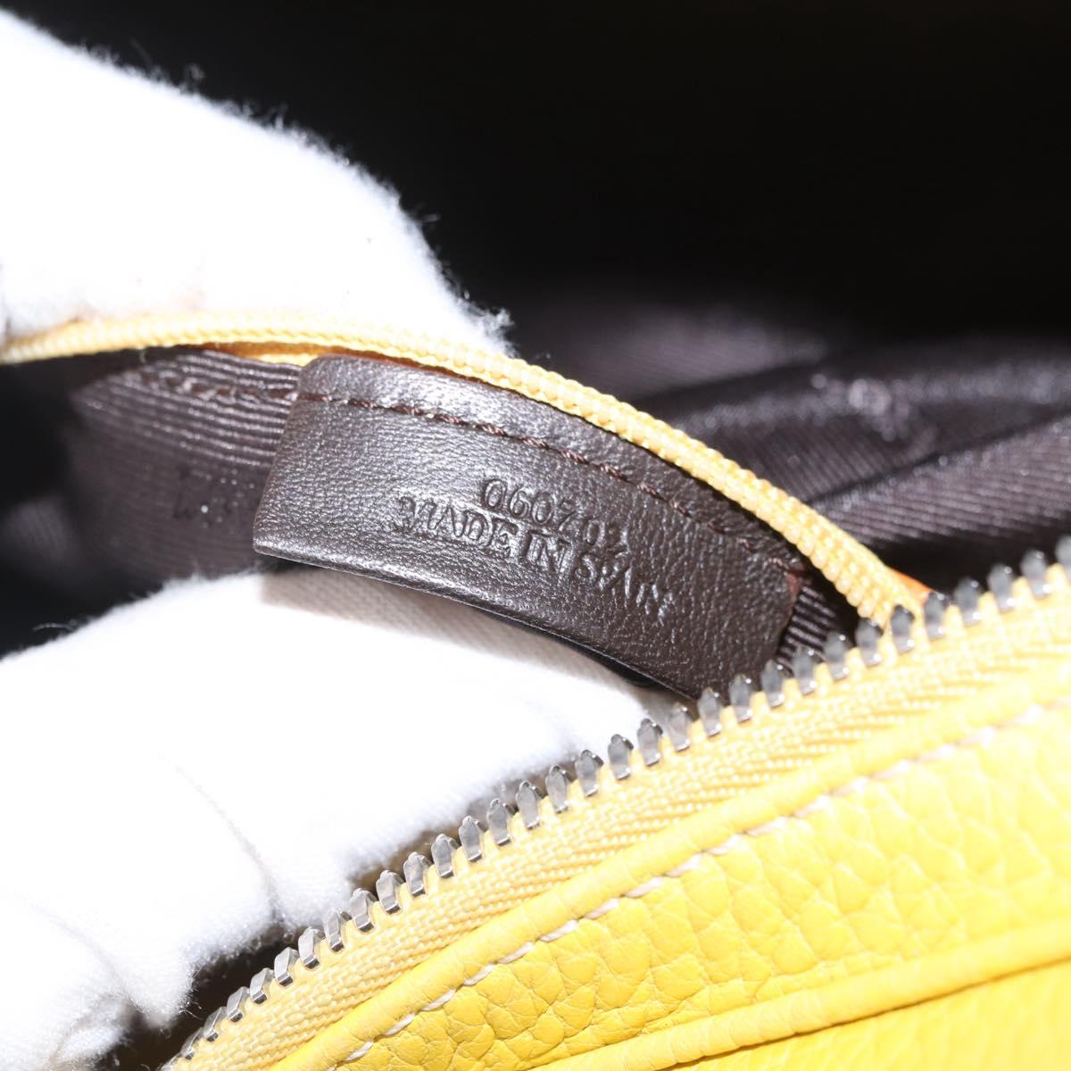 LOEWE Sender Hand Bag Leather Yellow Silver Auth 213256V