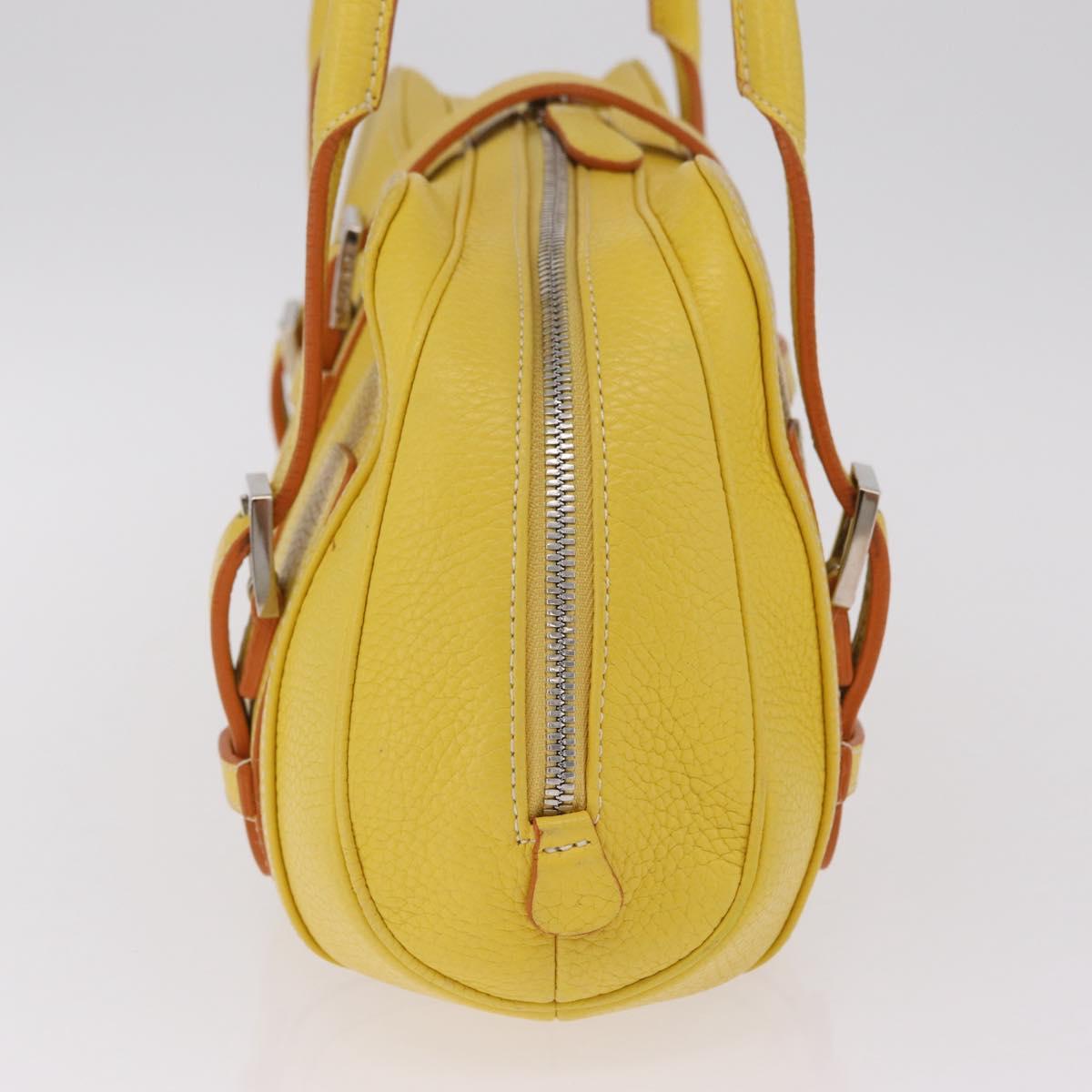 LOEWE Sender Hand Bag Leather Yellow Silver Auth 213256V