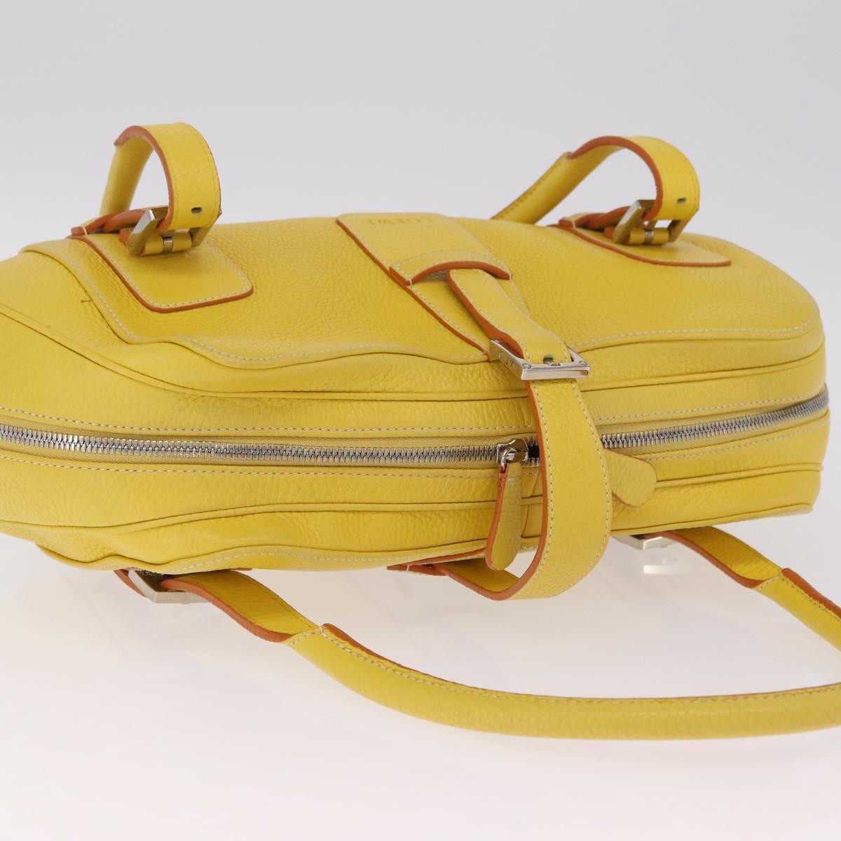 LOEWE Sender Hand Bag Leather Yellow Silver Auth 213256V