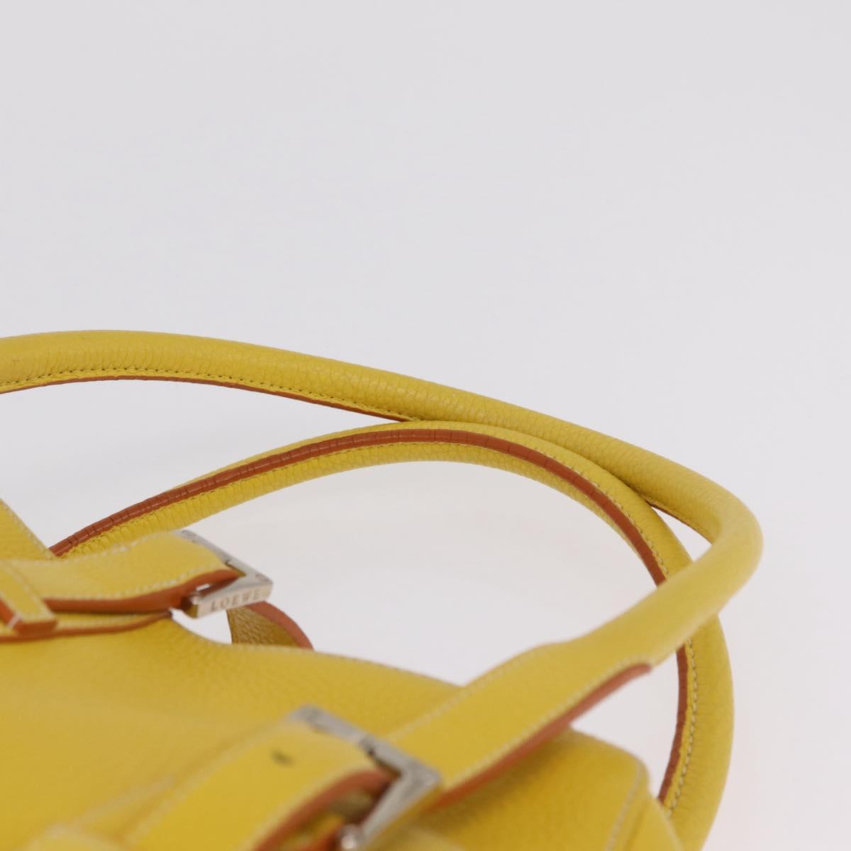 LOEWE Sender Hand Bag Leather Yellow Silver Auth 213256V