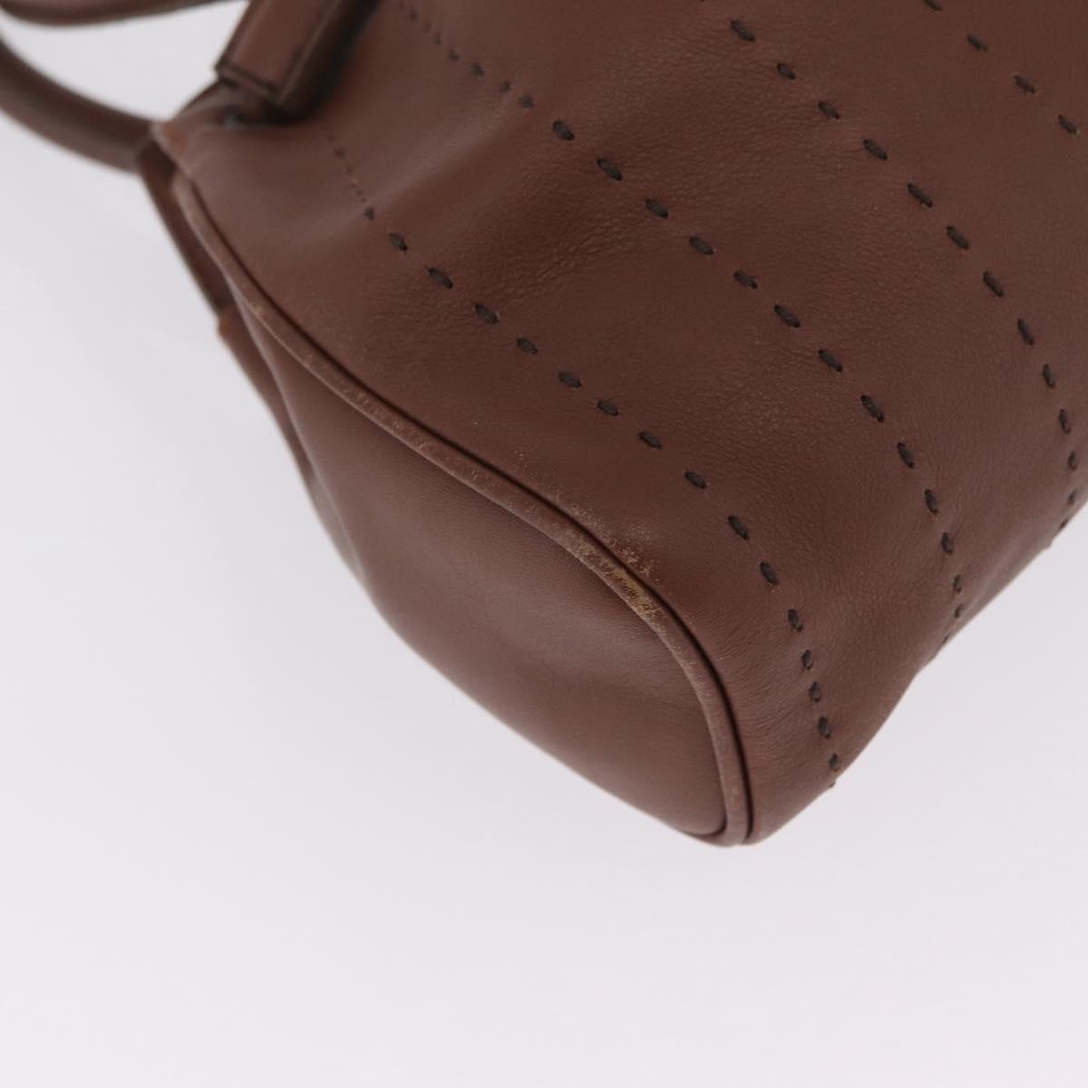 Salvatore Ferragamo Hand Bag Leather Brown Silver Auth 213258A