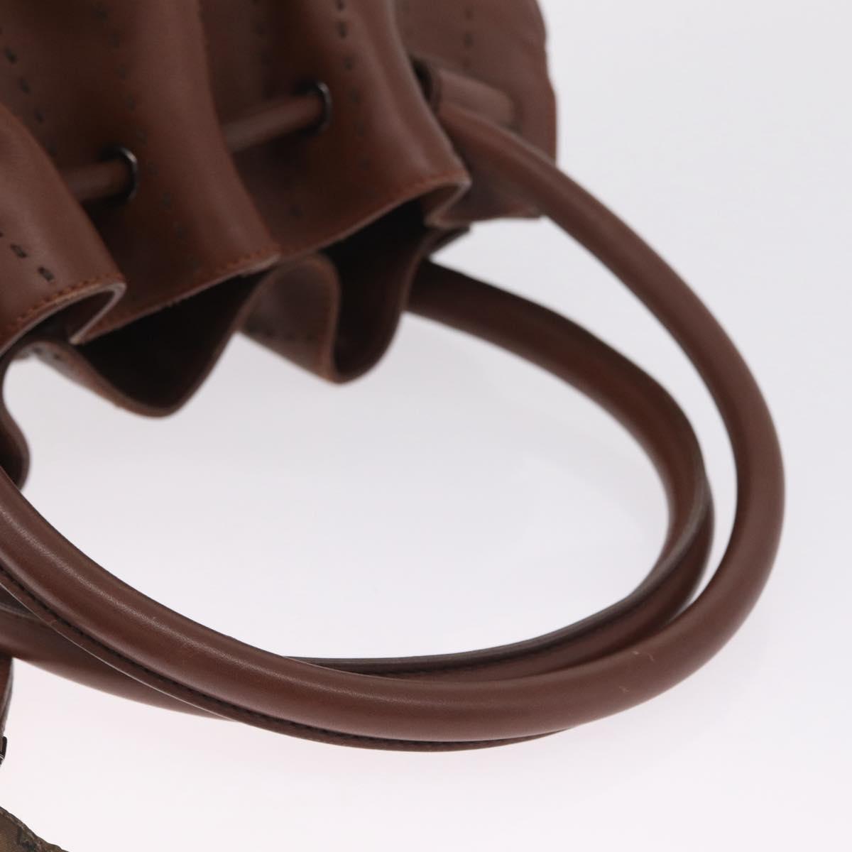 Salvatore Ferragamo Hand Bag Leather Brown Silver Auth 213258A