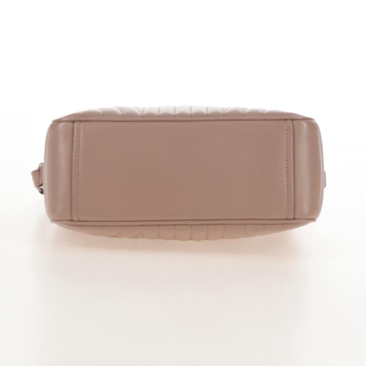 PRADA Chain Shoulder Bag Leather Beige Silver Auth 213290V