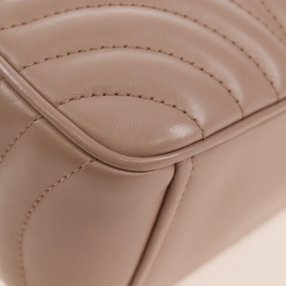 PRADA Chain Shoulder Bag Leather Beige Silver Auth 213290V