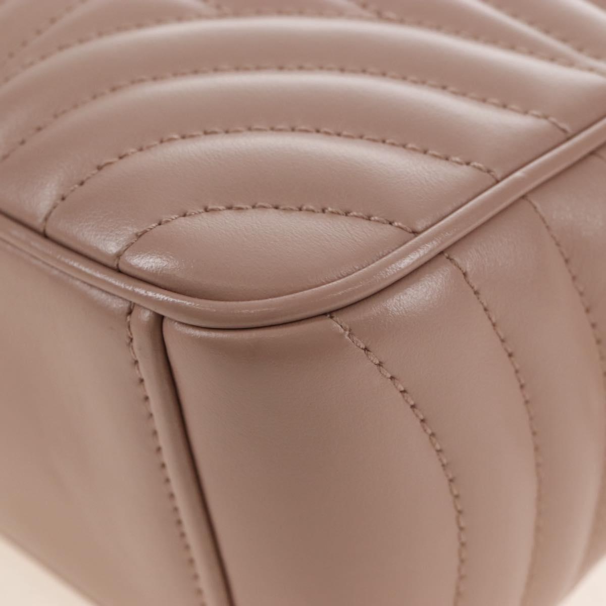 PRADA Chain Shoulder Bag Leather Beige Silver Auth 213290V