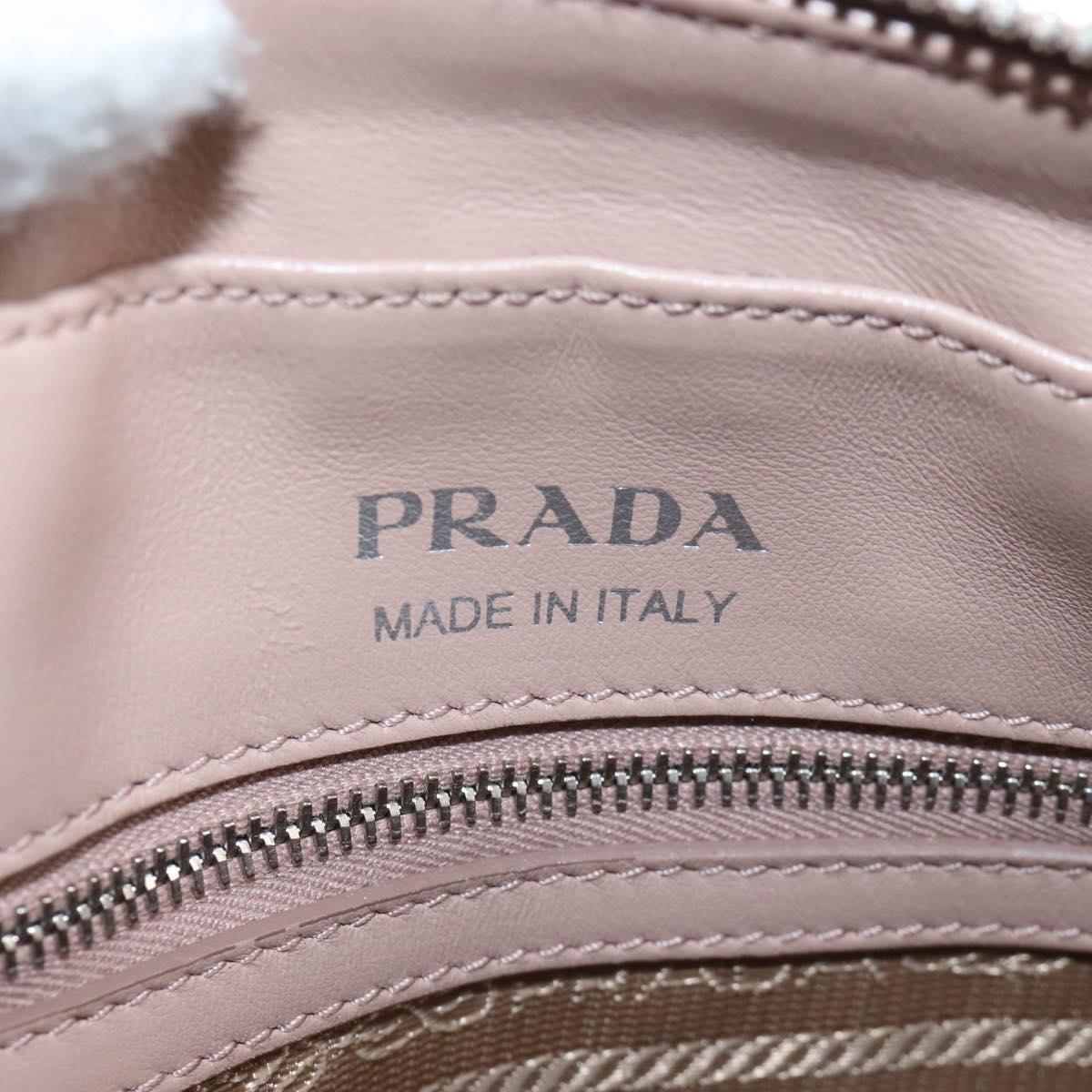 PRADA Chain Shoulder Bag Leather Beige Silver Auth 213290V
