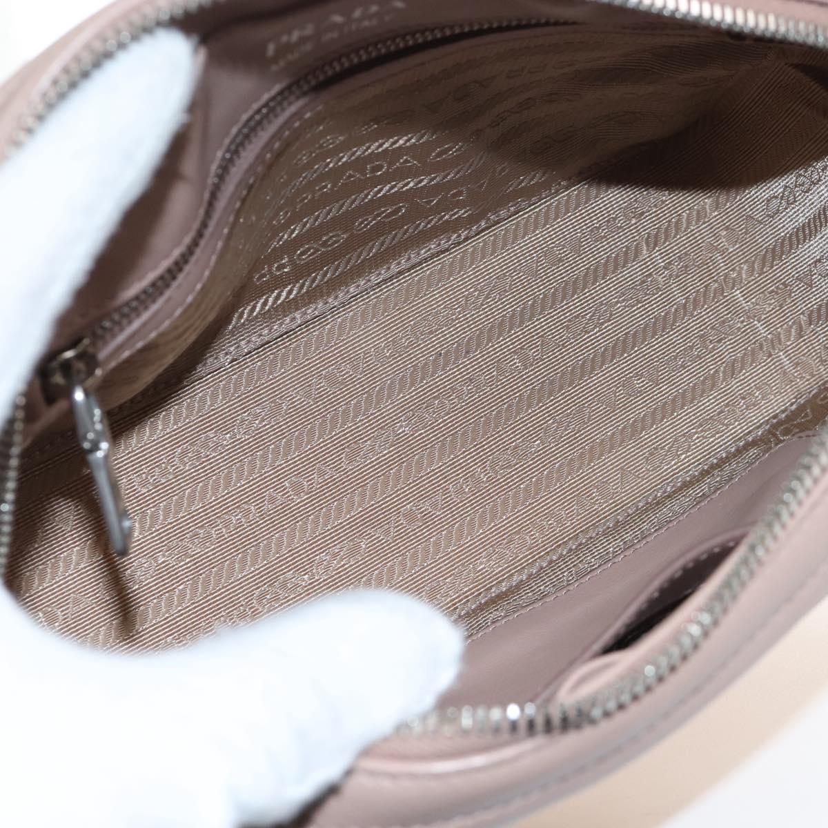PRADA Chain Shoulder Bag Leather Beige Silver Auth 213290V